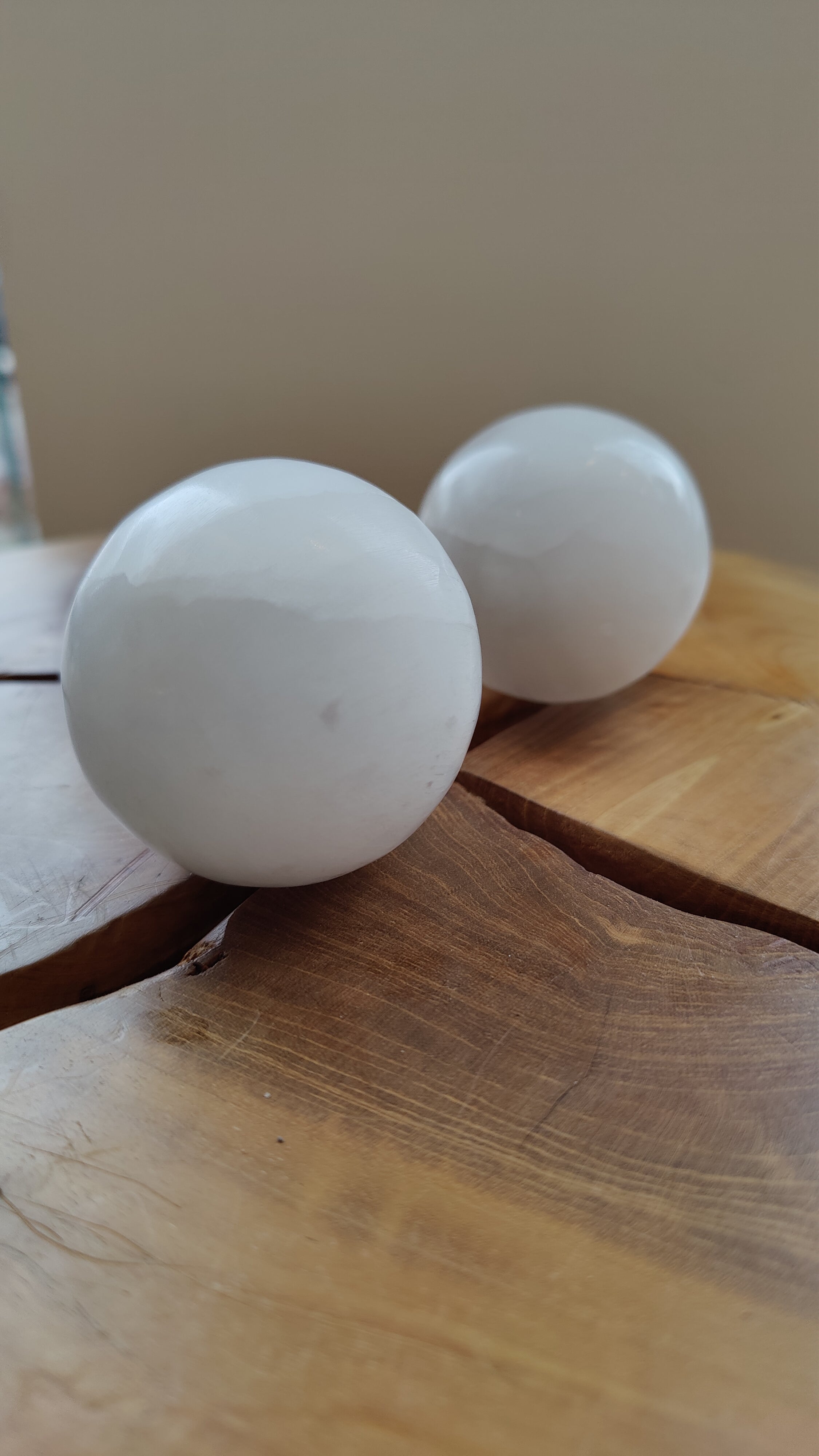 Polished Selenite Sphere with soft white and translucent textures