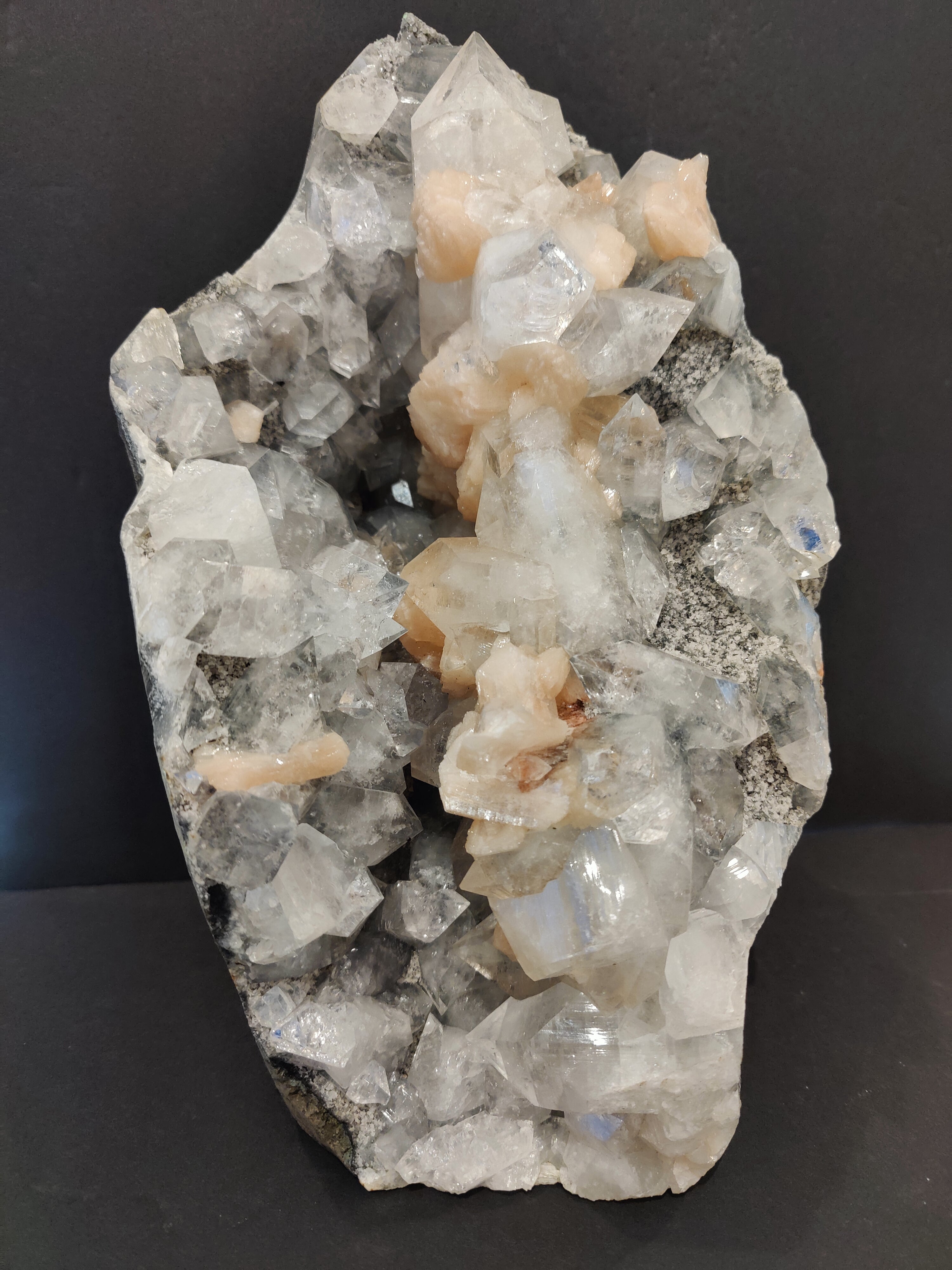 Clear Apophyllite with Peach Stilbite Cabinet Specimen 7,825g by Rare Earth Gallery - product image 2 for Resin Society