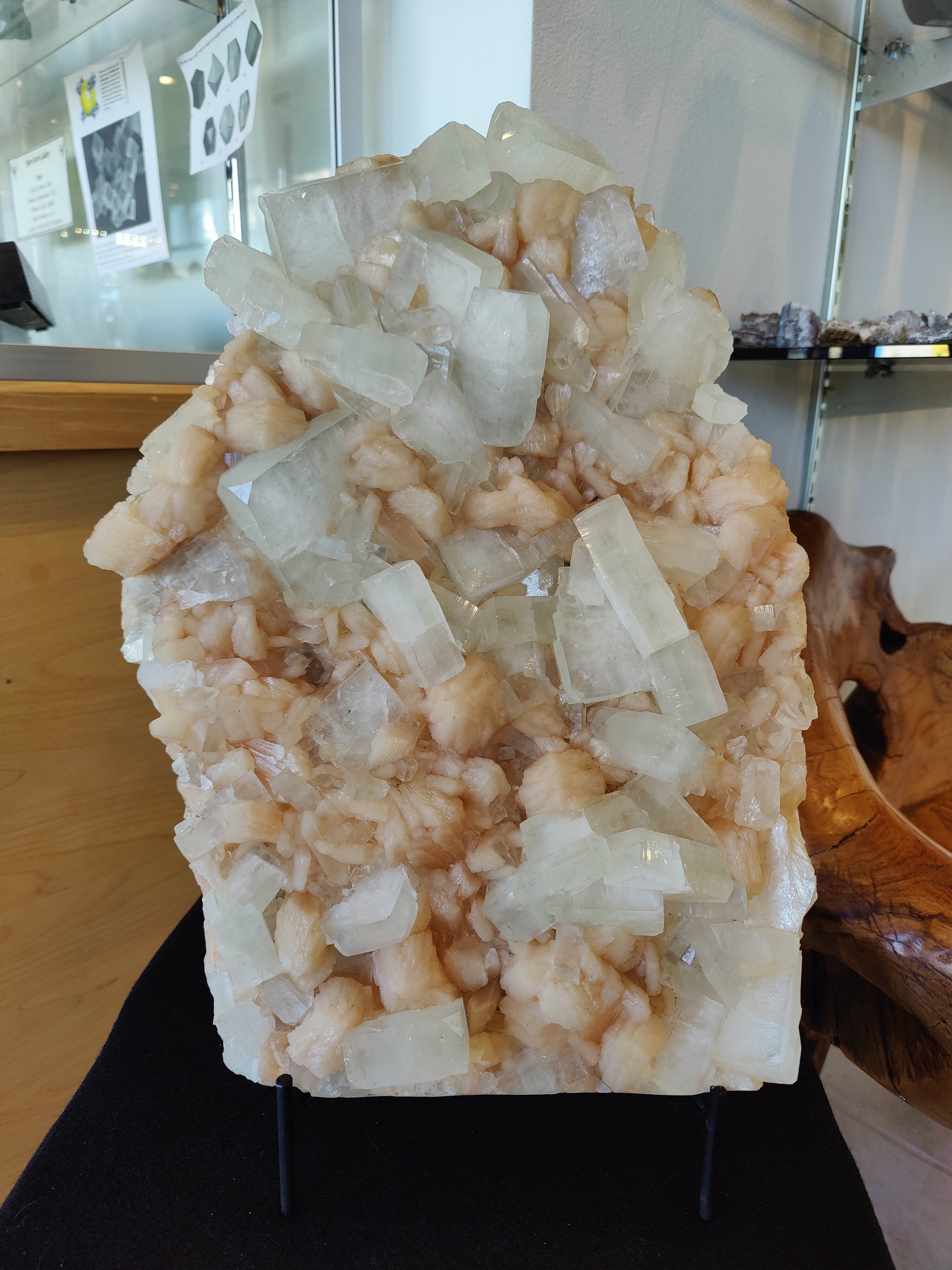 Clear Apophyllite Cubes with Peach Stilbite Cabinet Specimen 12.9kg by Rare Earth Gallery - main product image for Resin Society