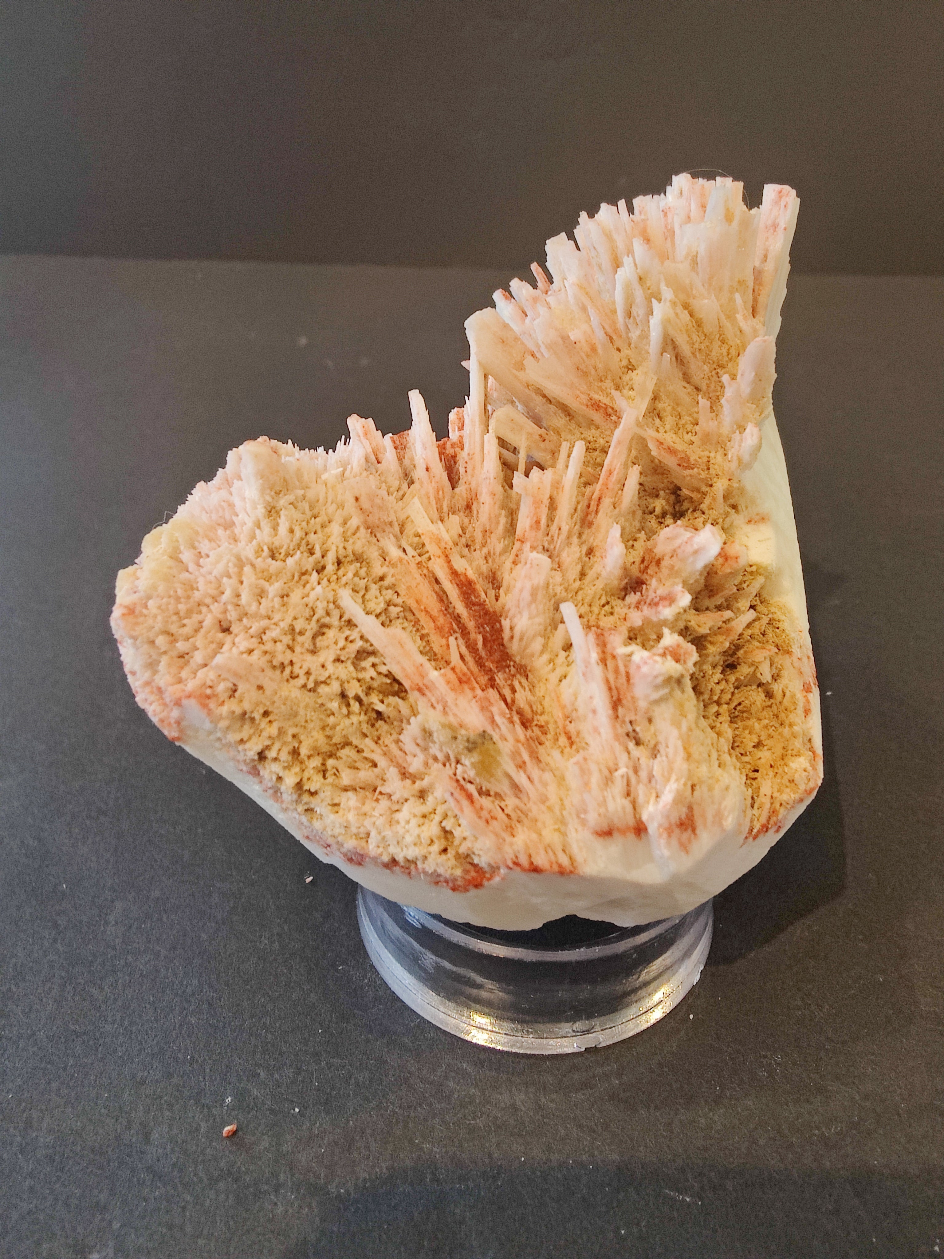 Red Mordenite with Stilbite mineral specimen on matrix