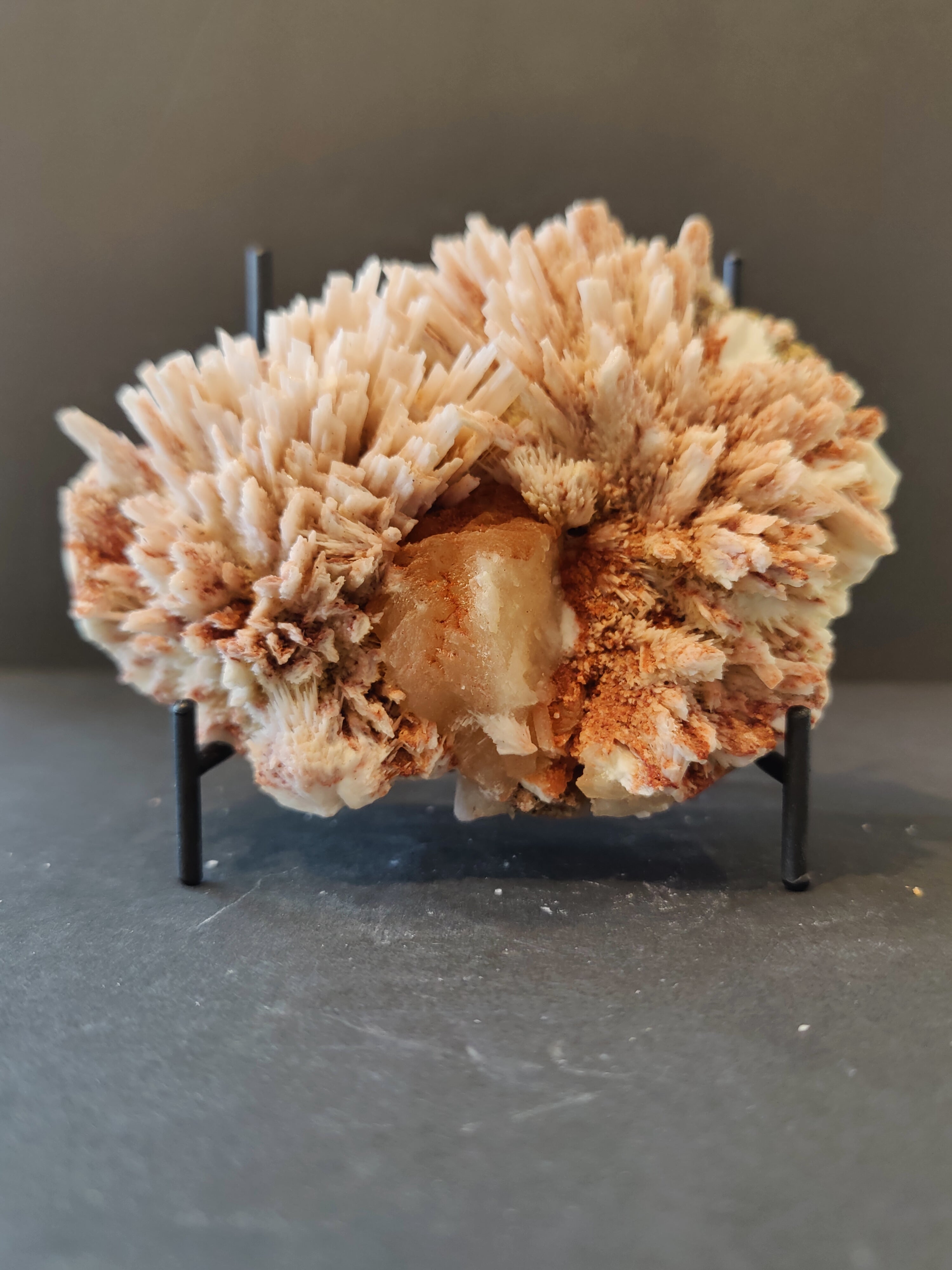 Red Mordenite with Stilbite mineral specimen on matrix from Nashik, India