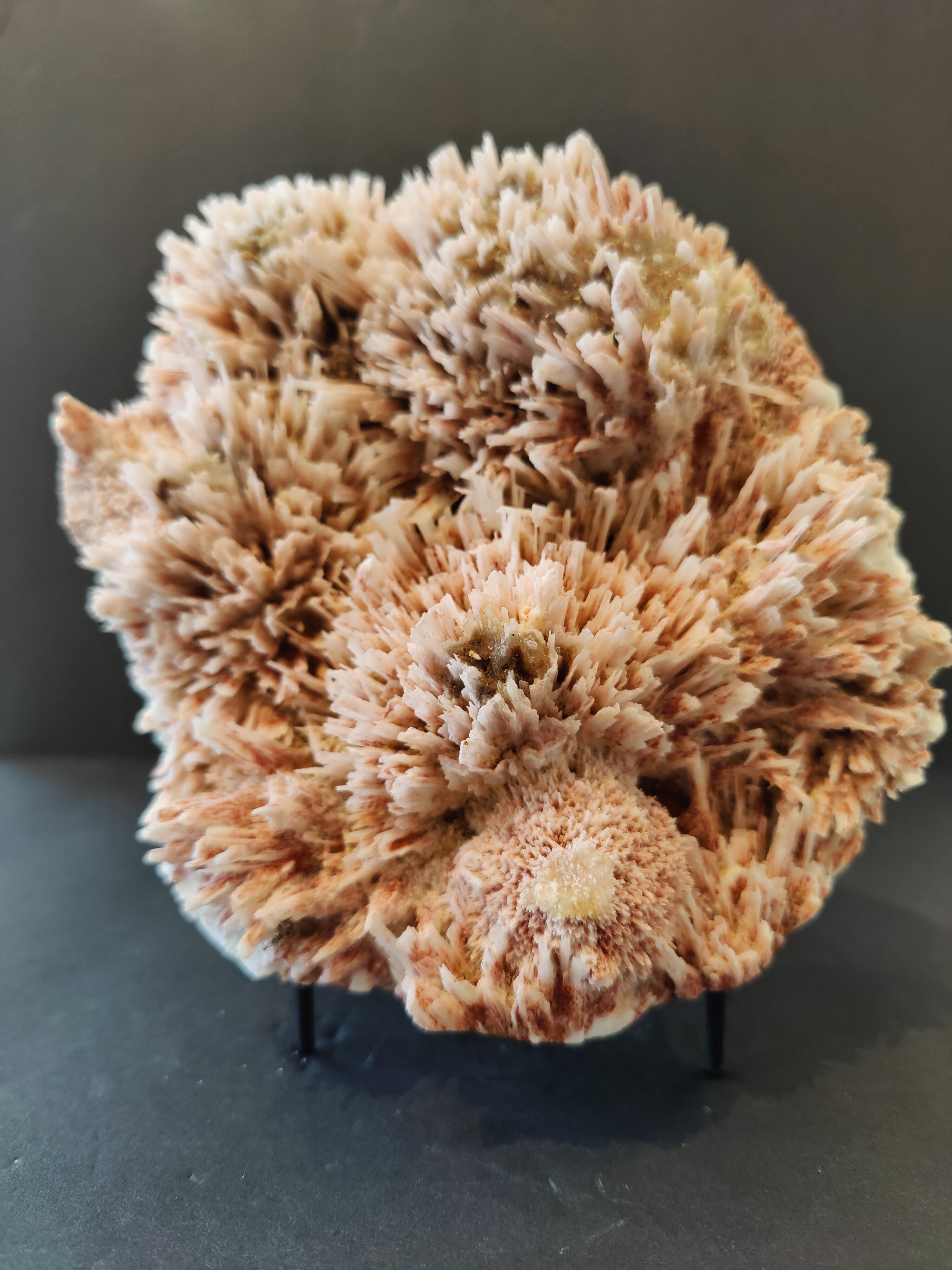 Red Mordenite with Stilbite specimen on matrix with red and white formations