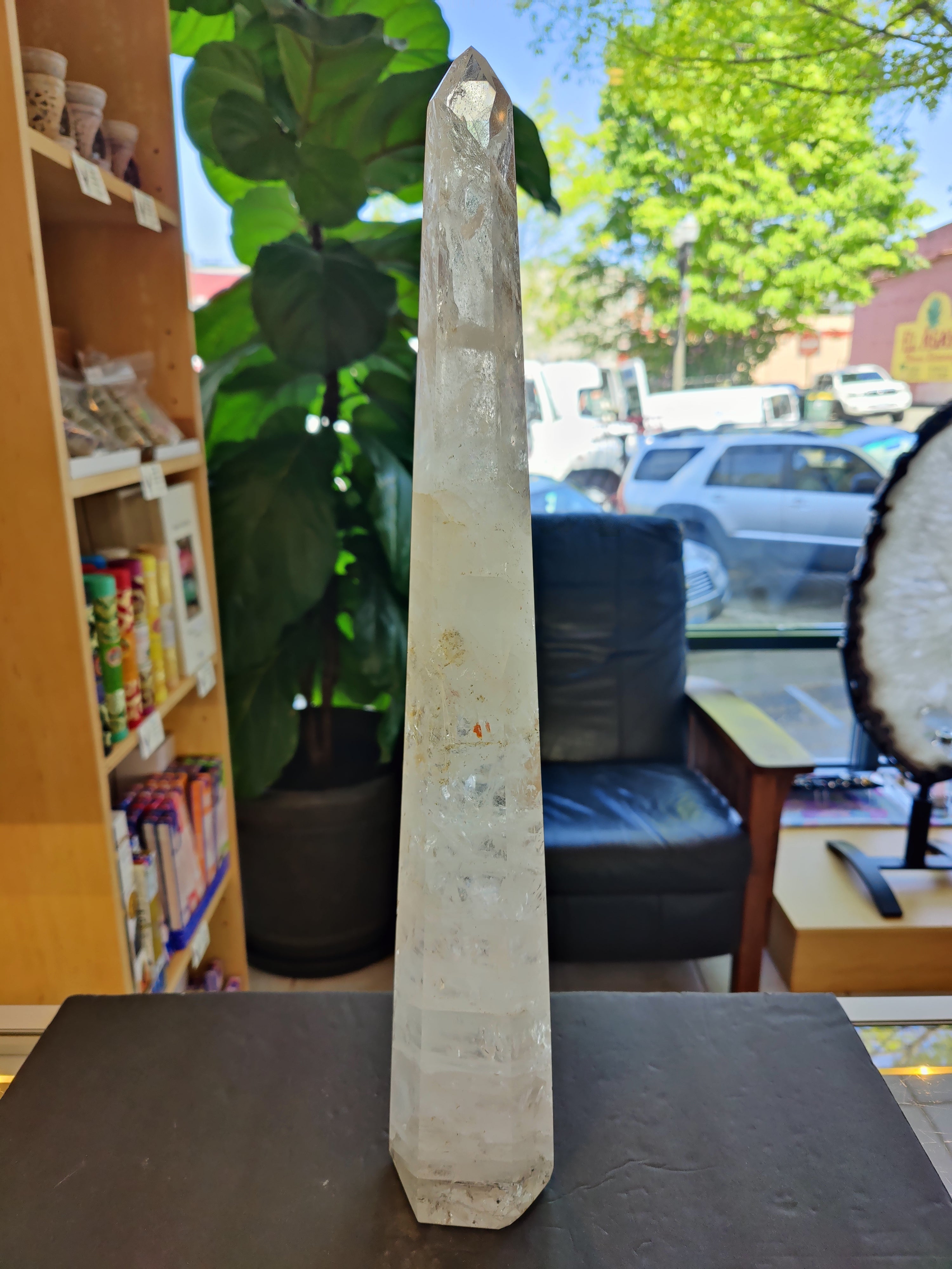 Clear Quartz Polished Obelisk Sculpture 3.35kg 20.5"