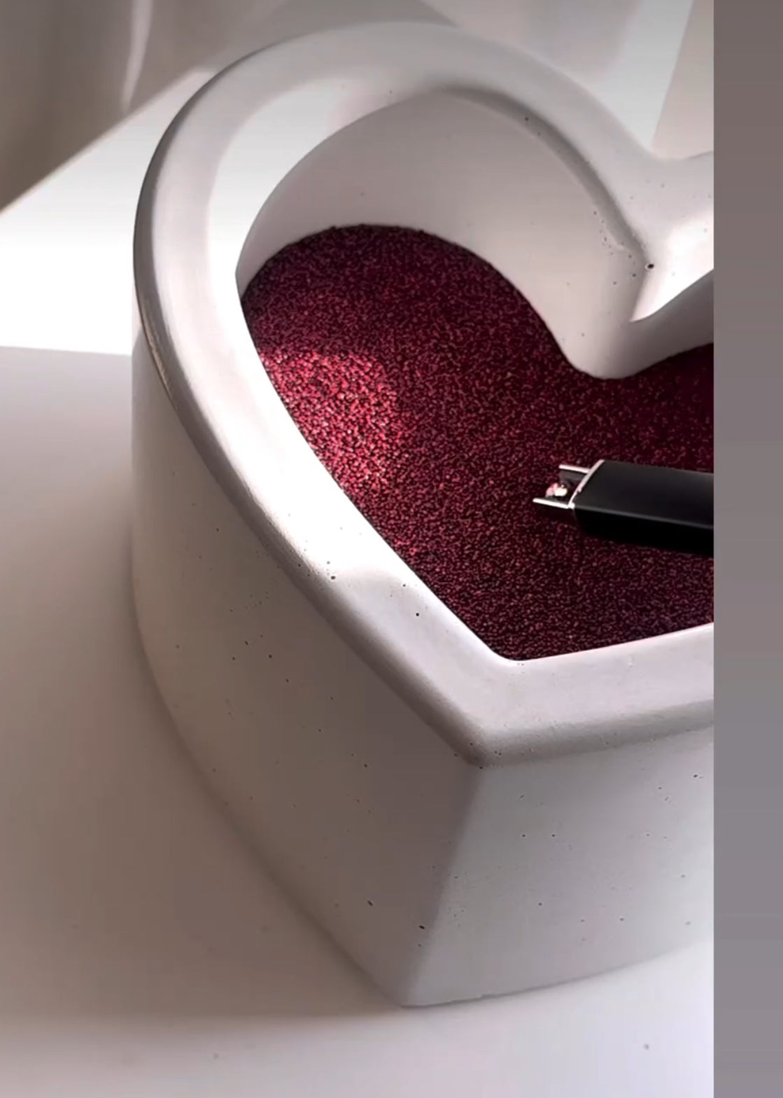 Handcrafted heart shaped concrete candle vessel by Syby Designs LLC