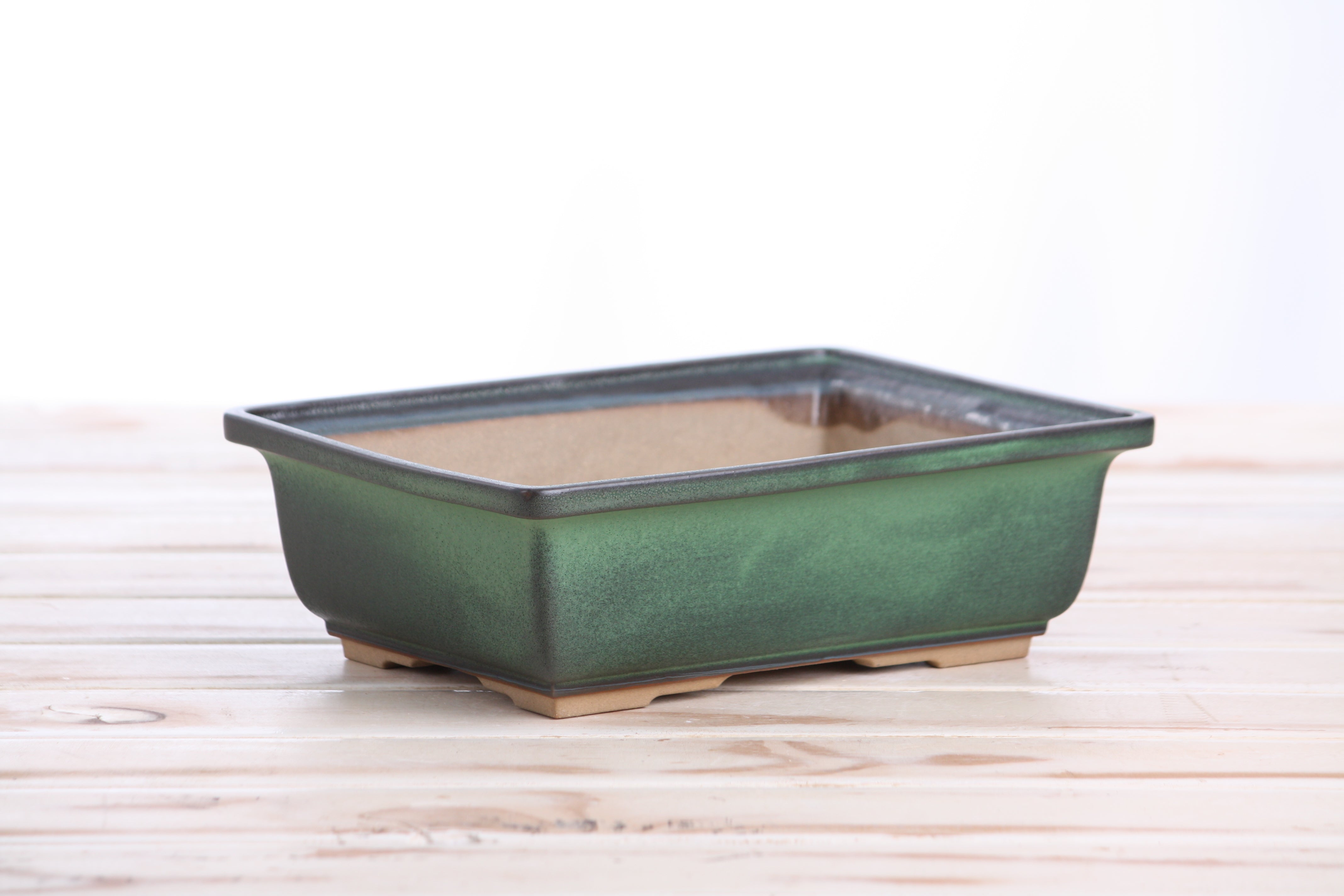Willow Bonsai Ceramics Rectangle Bonsai Pot 8 Inch (Avocado)