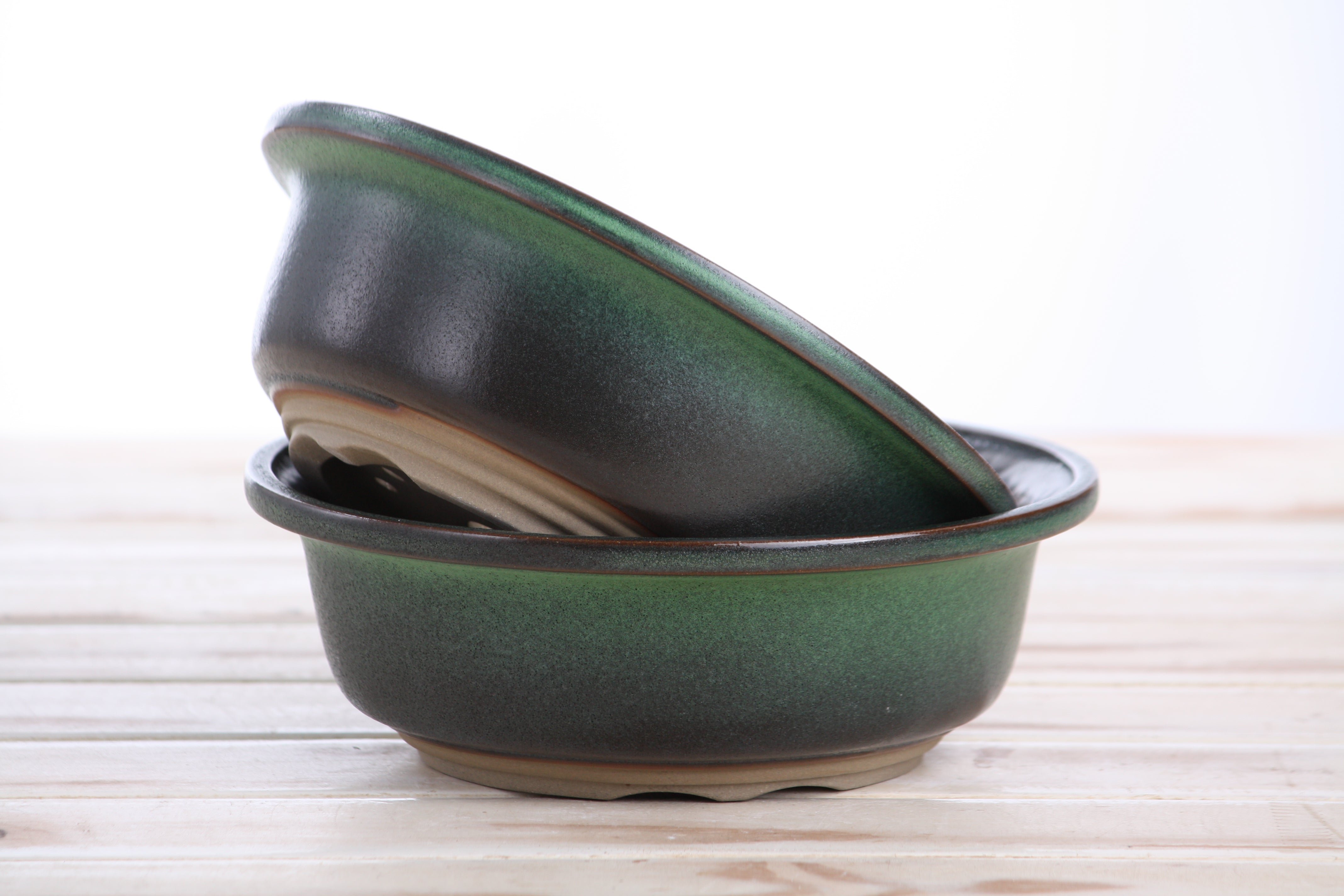 Willow Bonsai Ceramics Round Bonsai Pot 7 Inch in Avocado