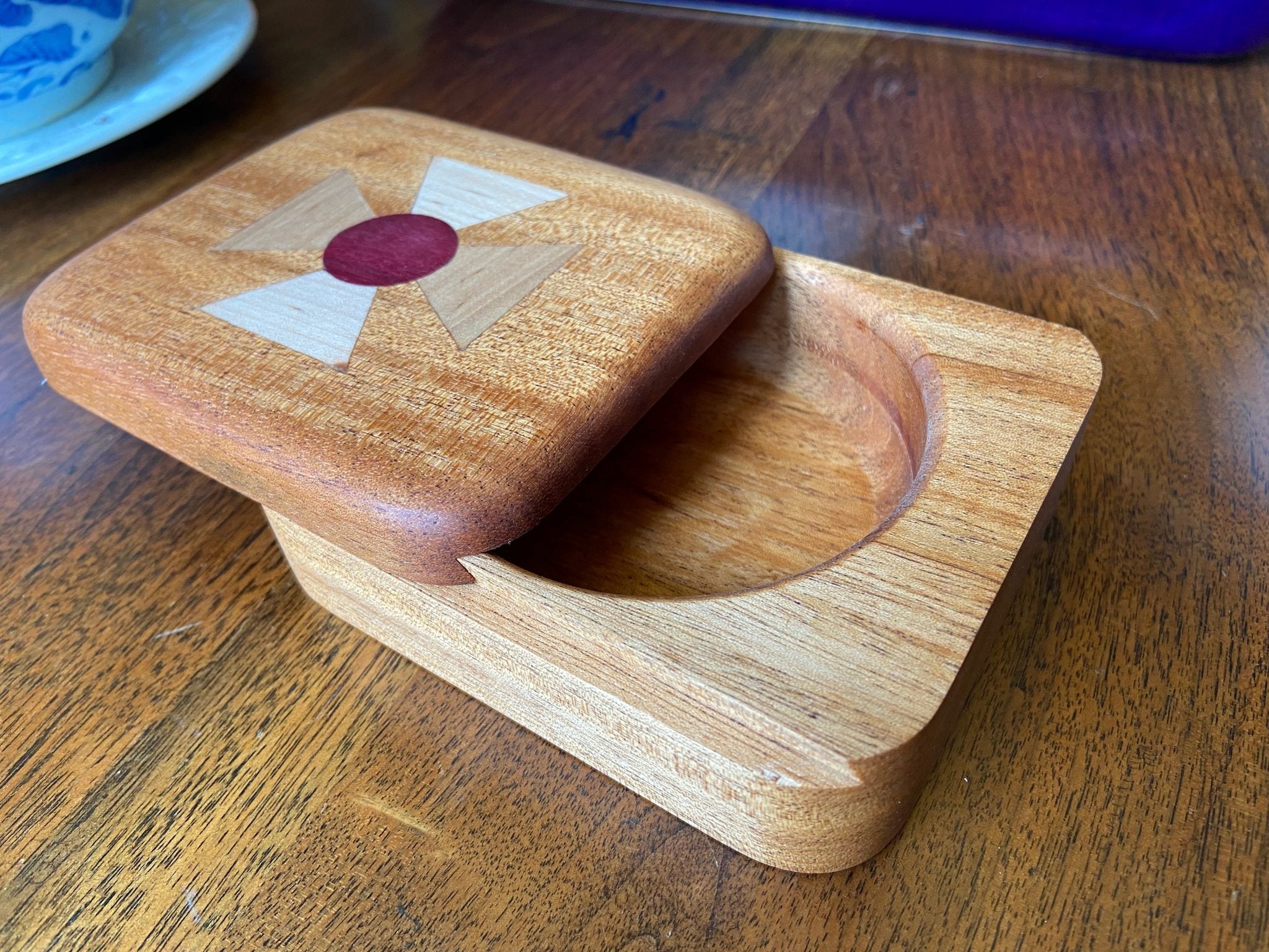 Handcrafted small sliding dovetail box with wooden inlay options