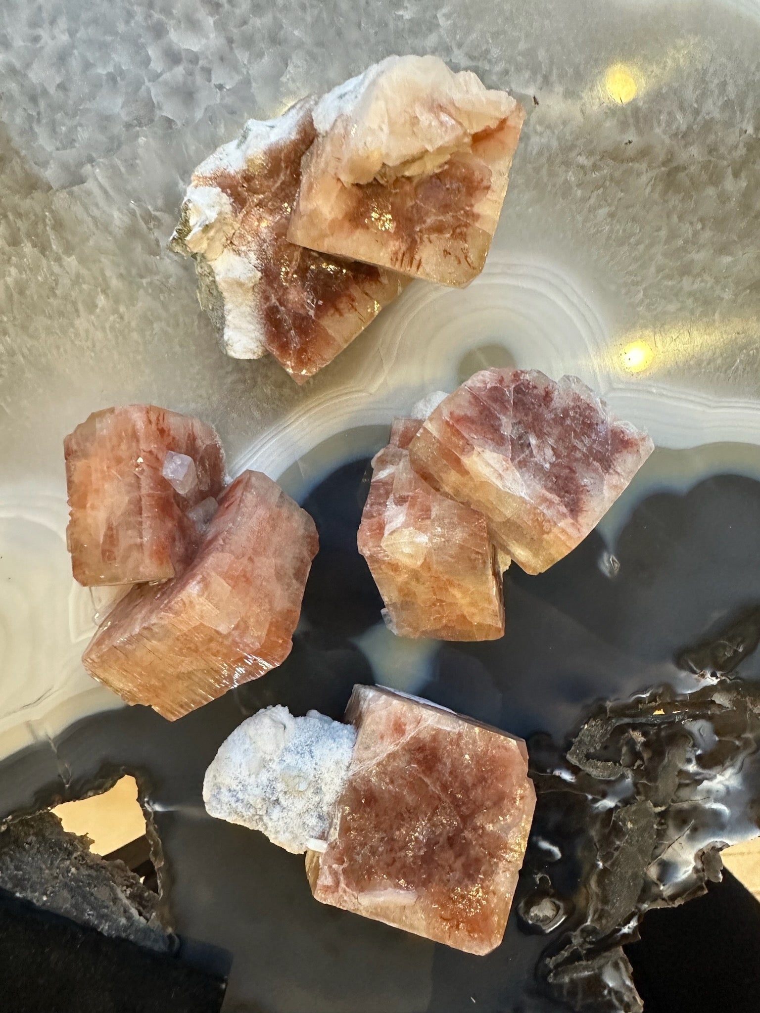 Medium-sized Red Apophyllite Cube mineral with Stilbite from Pune, India