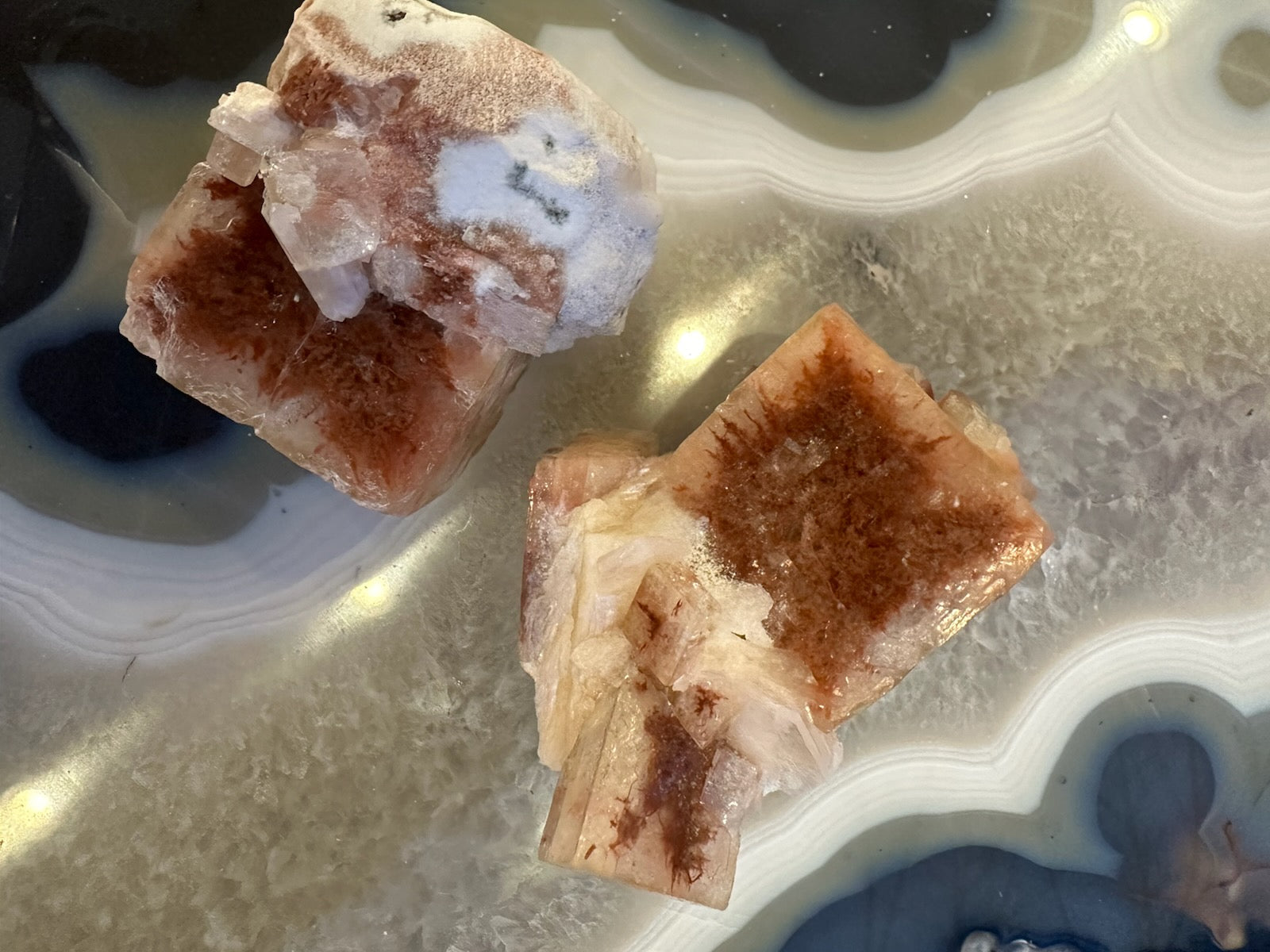 Red Apophyllite Cube (XL) mineral cluster with deep red and crystal formations