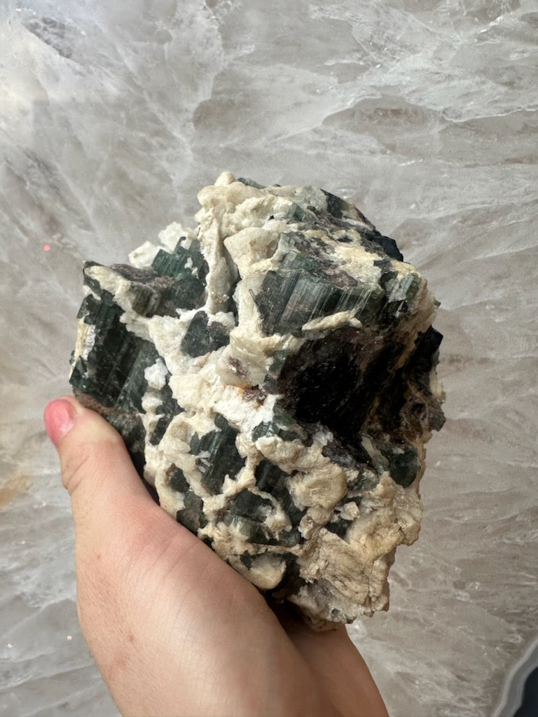 Tourmalinated Albite Cluster 1.1 kg by Rare Earth Gallery - product image 3 for Resin Society