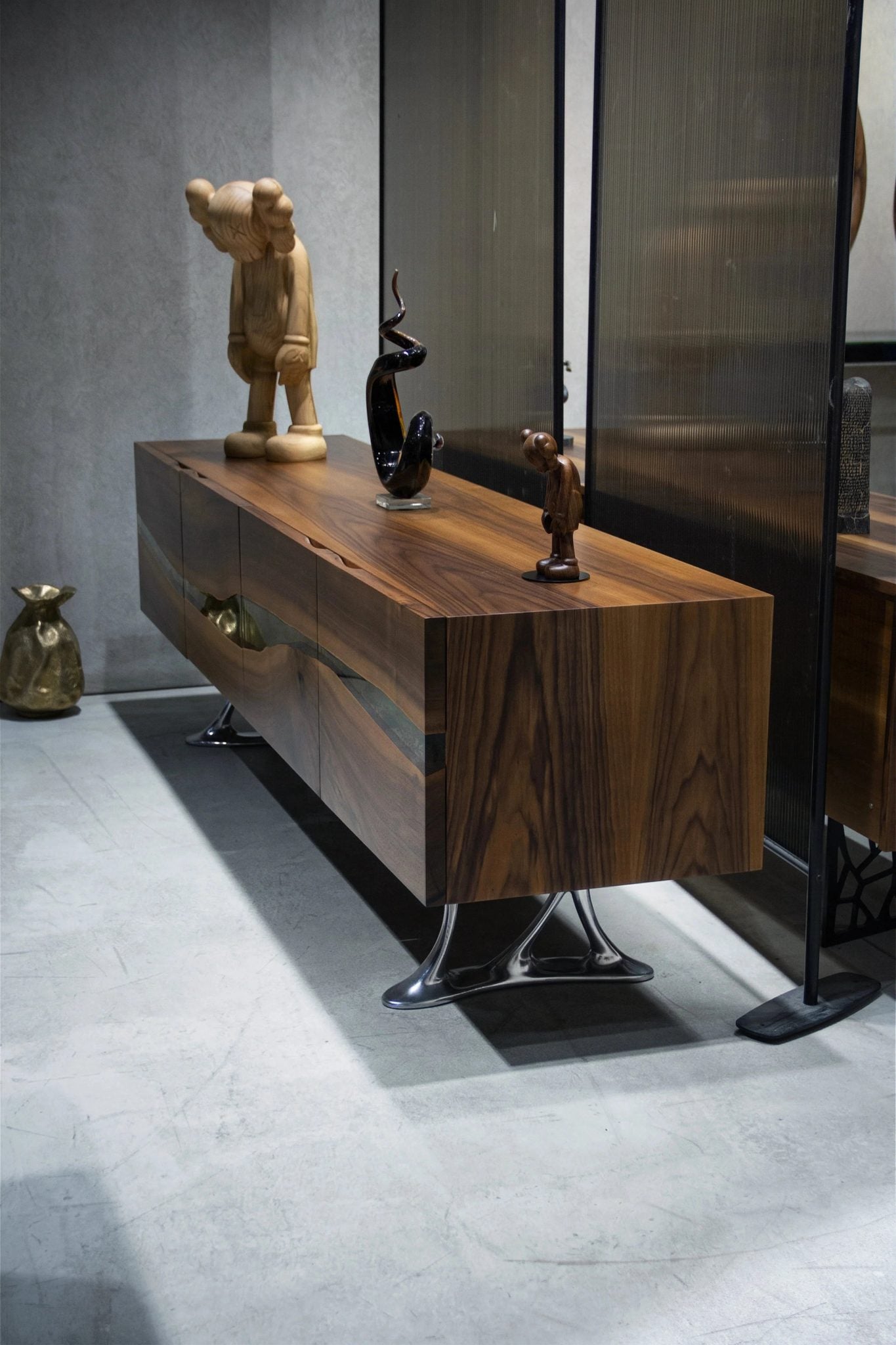 Luxury D-Shaped Walnut & Epoxy Executive Desk by Gizz - product image 19 for Resin Society