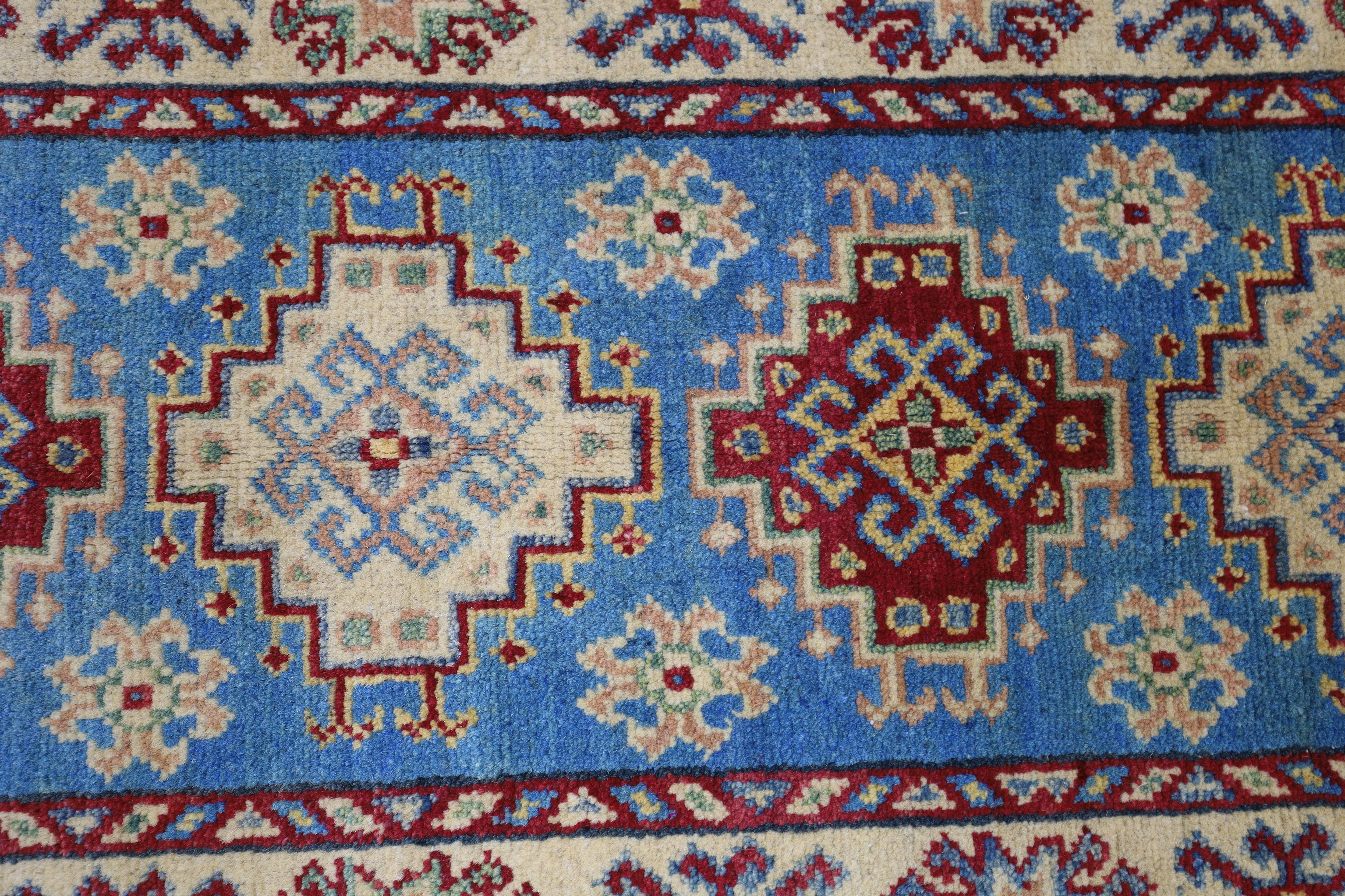 Hand-Knotted Afghani Kazak Wool Rug – 2’0″ x 5’10″
