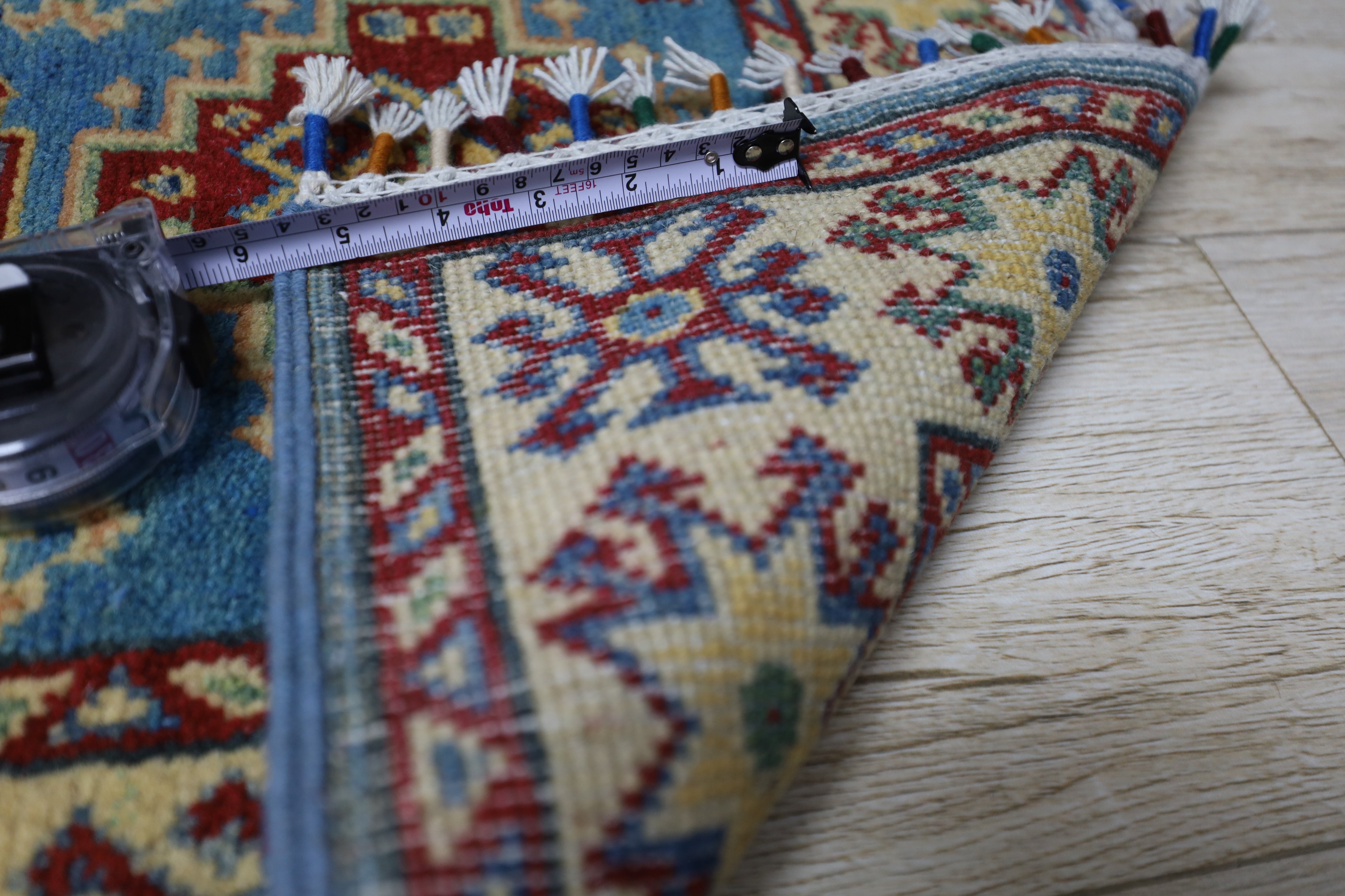 Hand-Knotted Afghani Kazak Wool Rug – 2’0″ x 5’10″