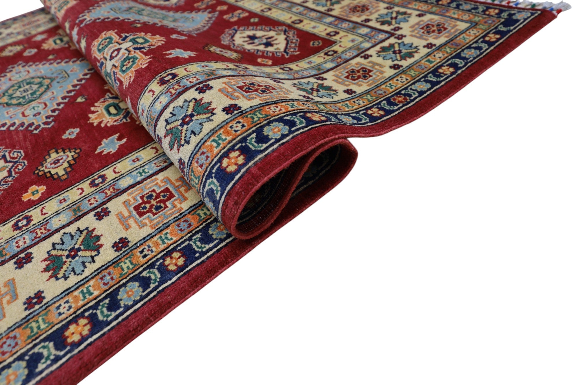 Hand-Knotted Afghani Kazak Wool Rug – 4’10″ x 6’6″ by Rugistan - product image 5 for Resin Society
