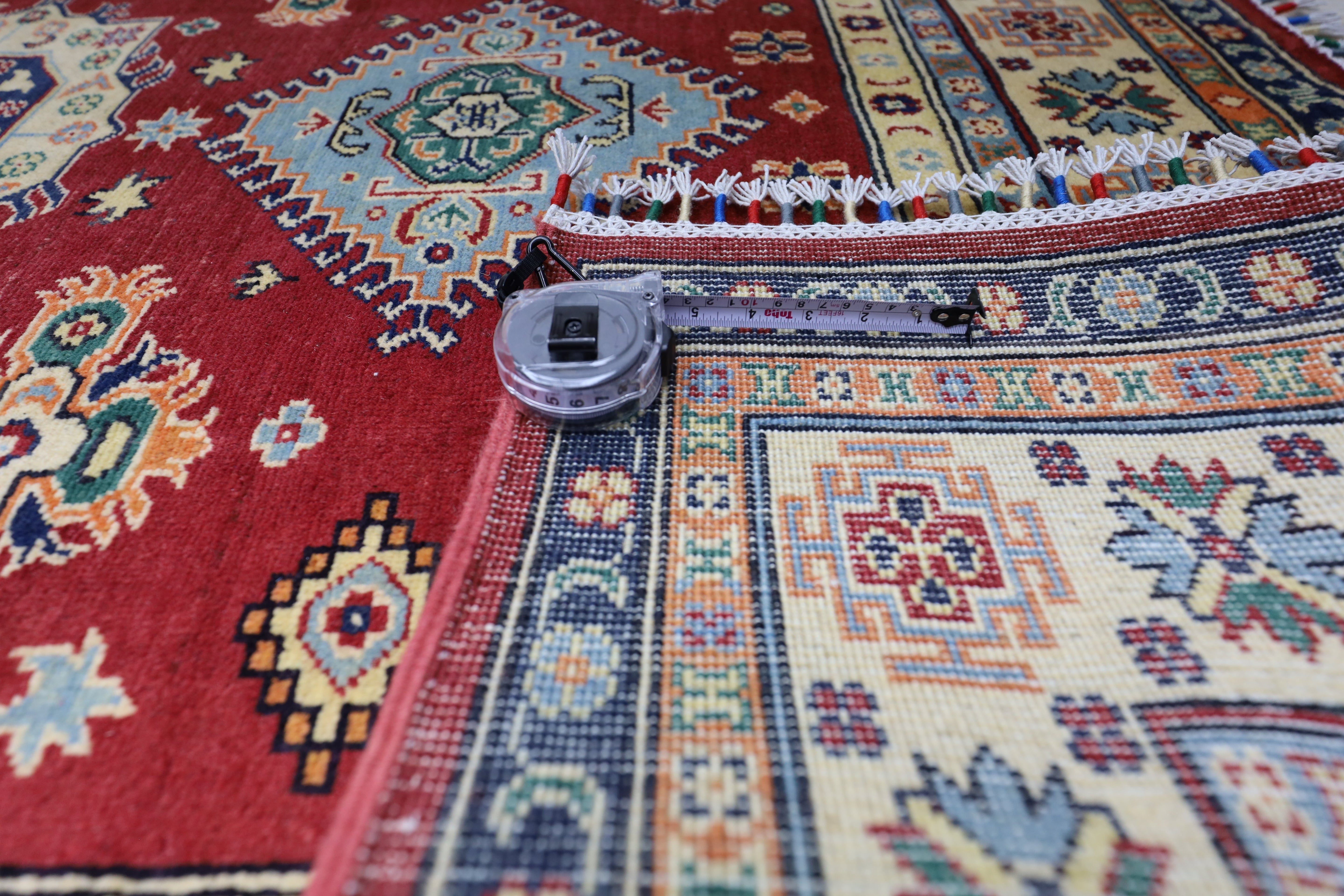 Hand-Knotted Afghani Kazak Wool Rug – 4’10″ x 6’6″ by Rugistan - product image 8 for Resin Society