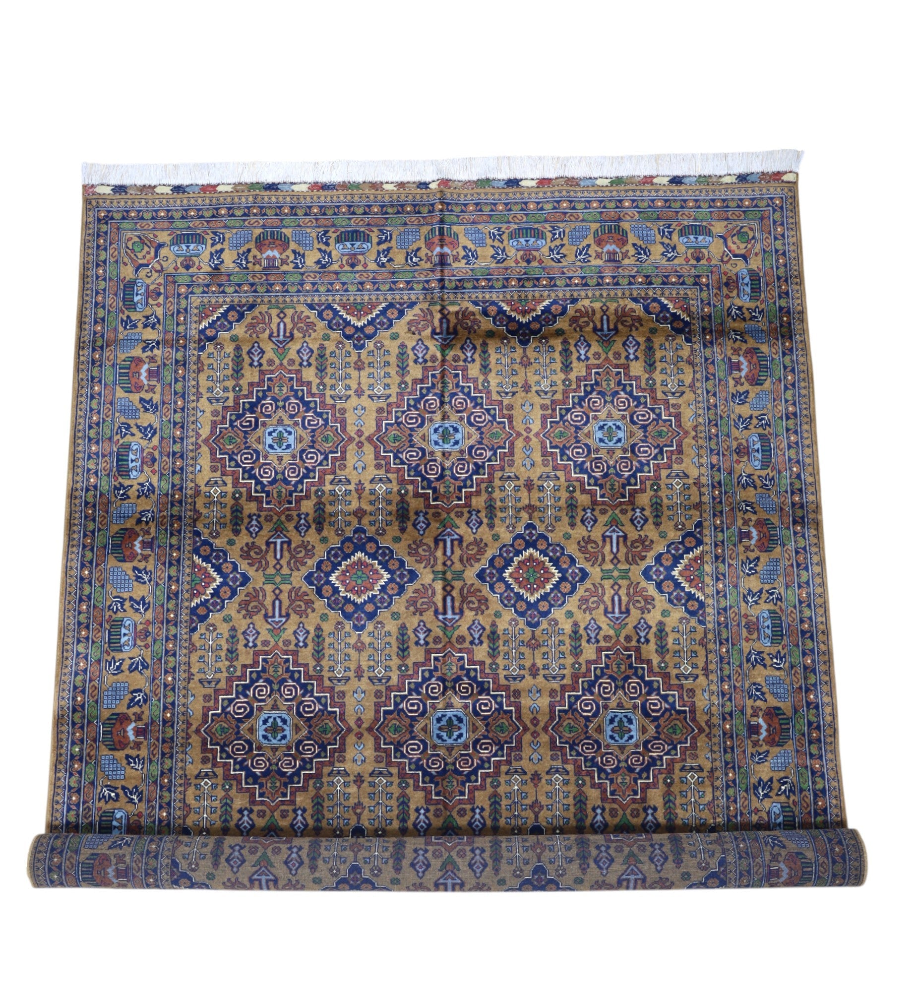 Hand-Knotted Zerkhaki Afghan Wool Area Rug – 6'7" x 9'7" by Rugistan - product image 5 for Resin Society