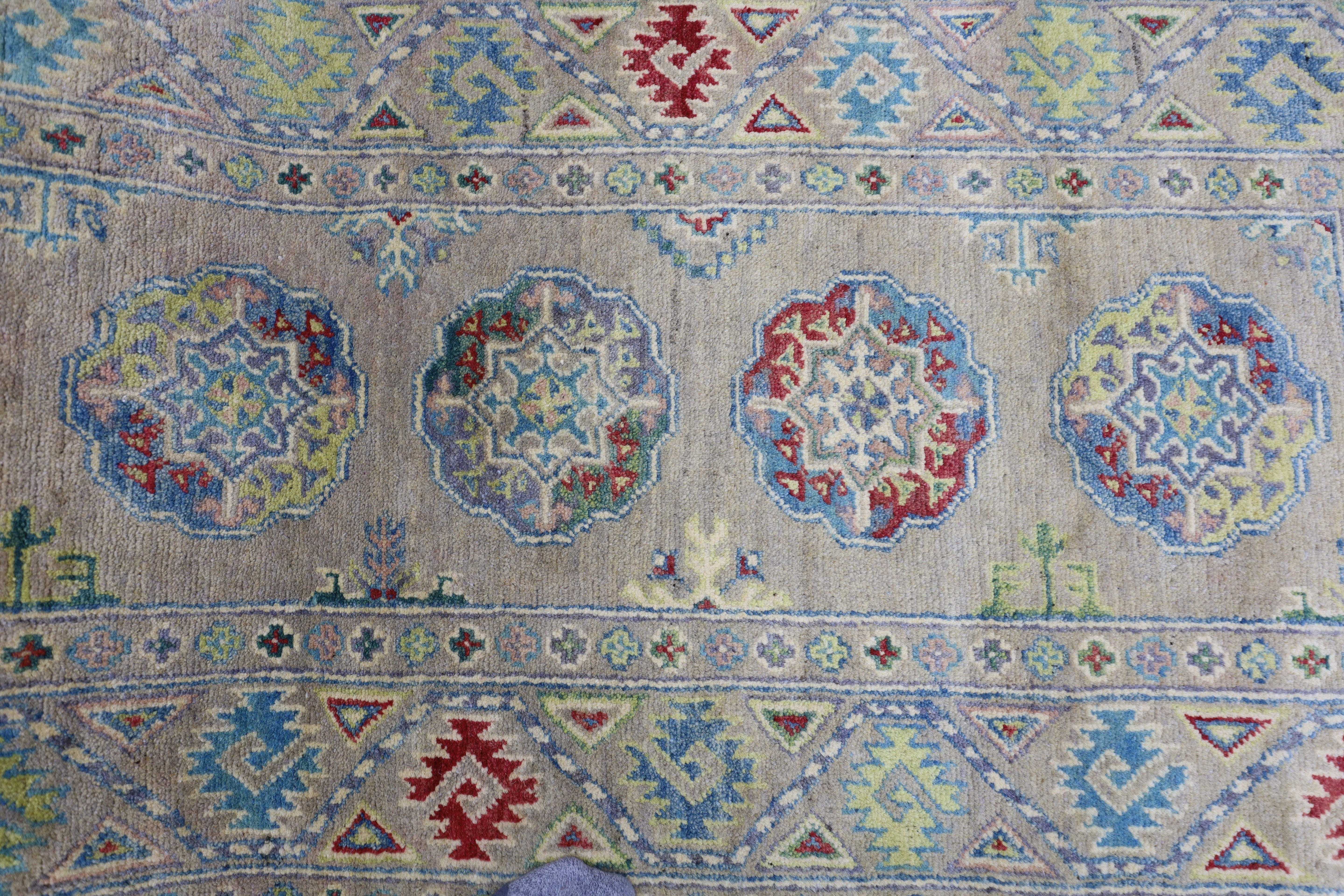 Hand-Knotted Afghani Kazak Wool Rug – 2’7″ x 10’0″