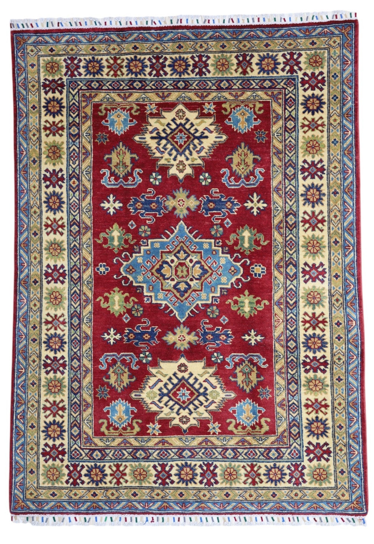 Hand-Knotted Afghani Kazak Wool Rug – 4’9″ x 6’8″ by Rugistan - main product image for Resin Society