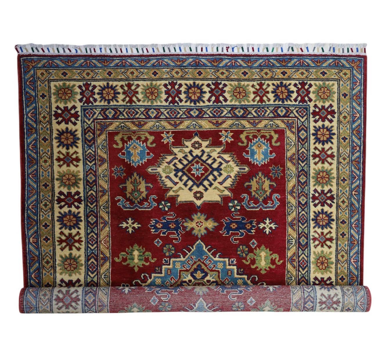 Hand-Knotted Afghani Kazak Wool Rug – 4’9″ x 6’8″ by Rugistan - product image 5 for Resin Society