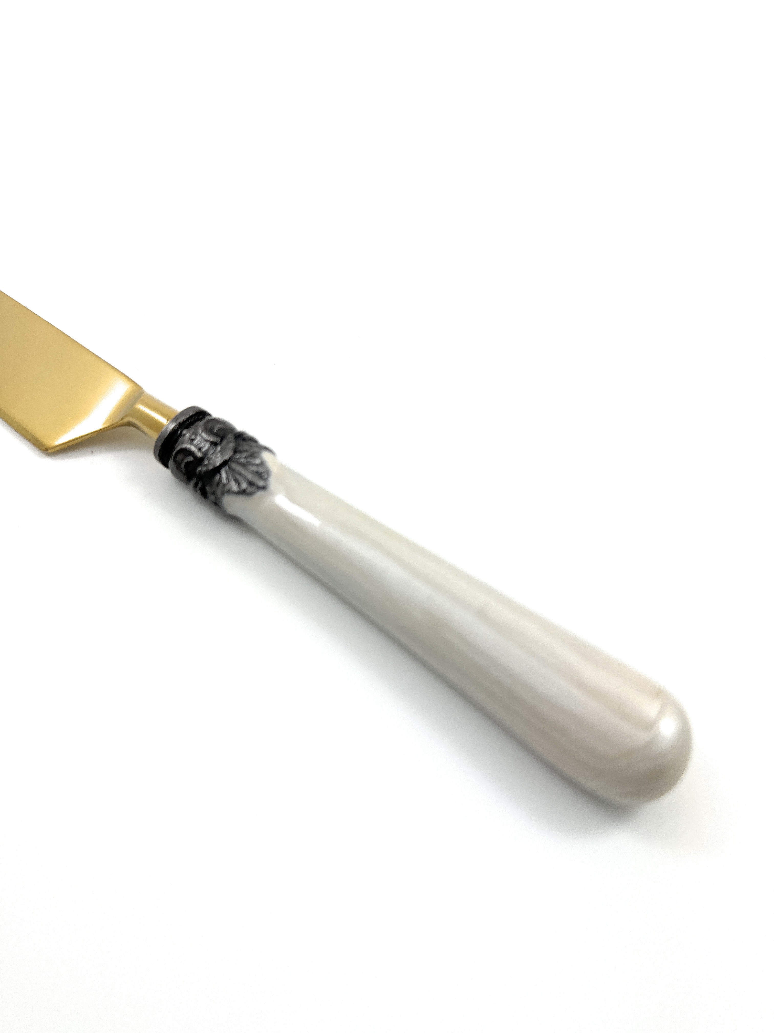 White Resin Handle Flatware Set of 20 Antique Design