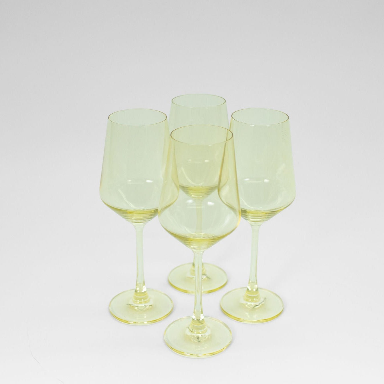Lemon Drop colored wine glass in sunshine yellow hue