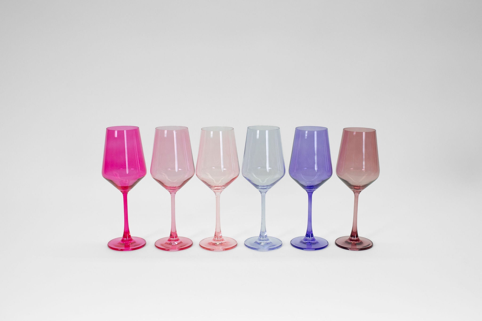 Cotton Candy Collection - Stemmed Colored Wine Glass Ombré Set of 6