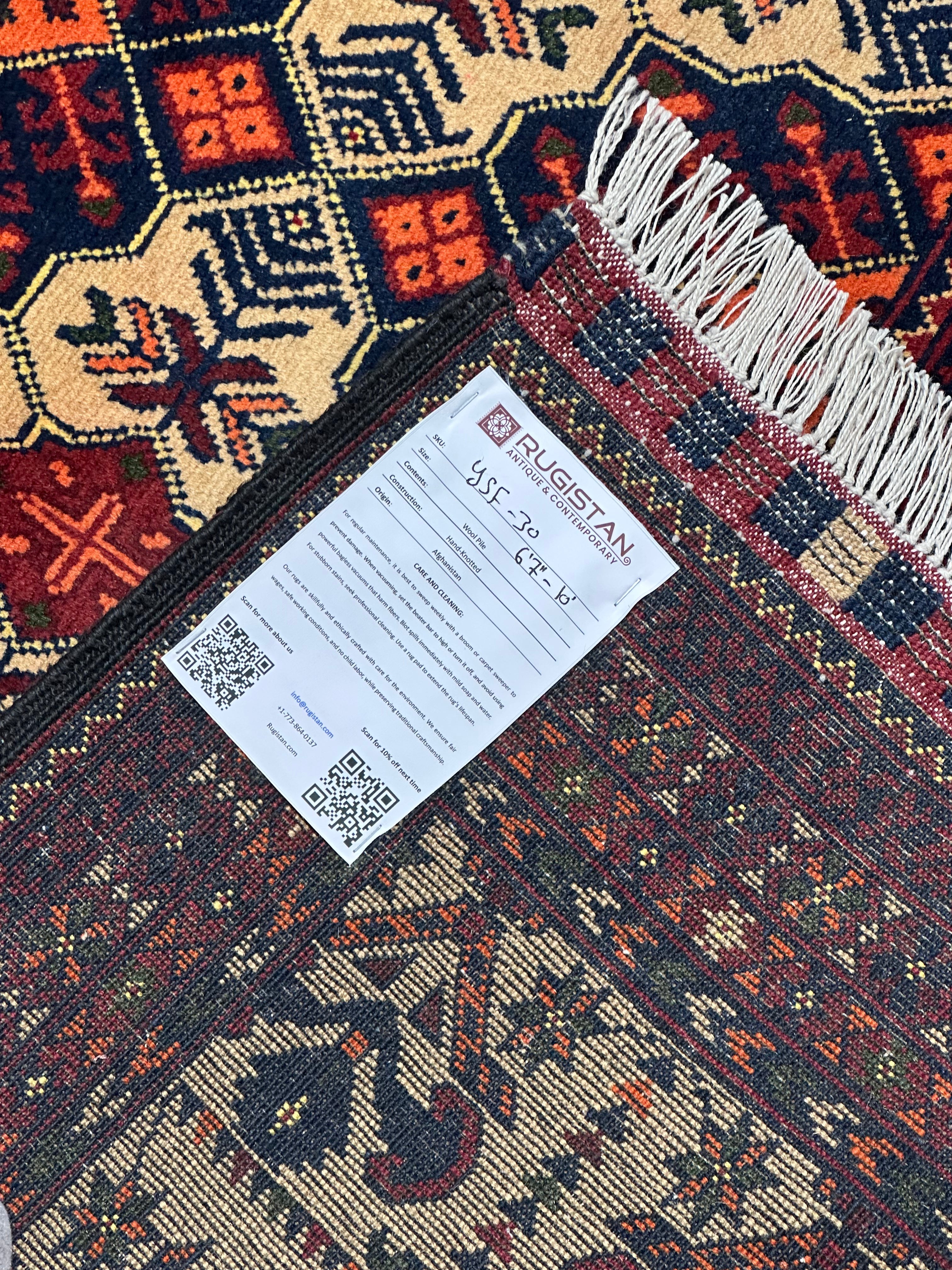 Hand-Knotted Afghani Yusufi Wool Rug – 6’7″ x 10’0″ by Rugistan - product image 4 for Resin Society