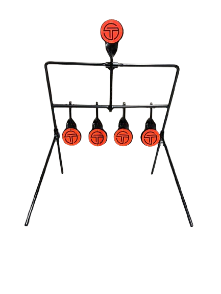 Air Rifle Reset Target showing multi-disc steel targets mounted on a steel frame