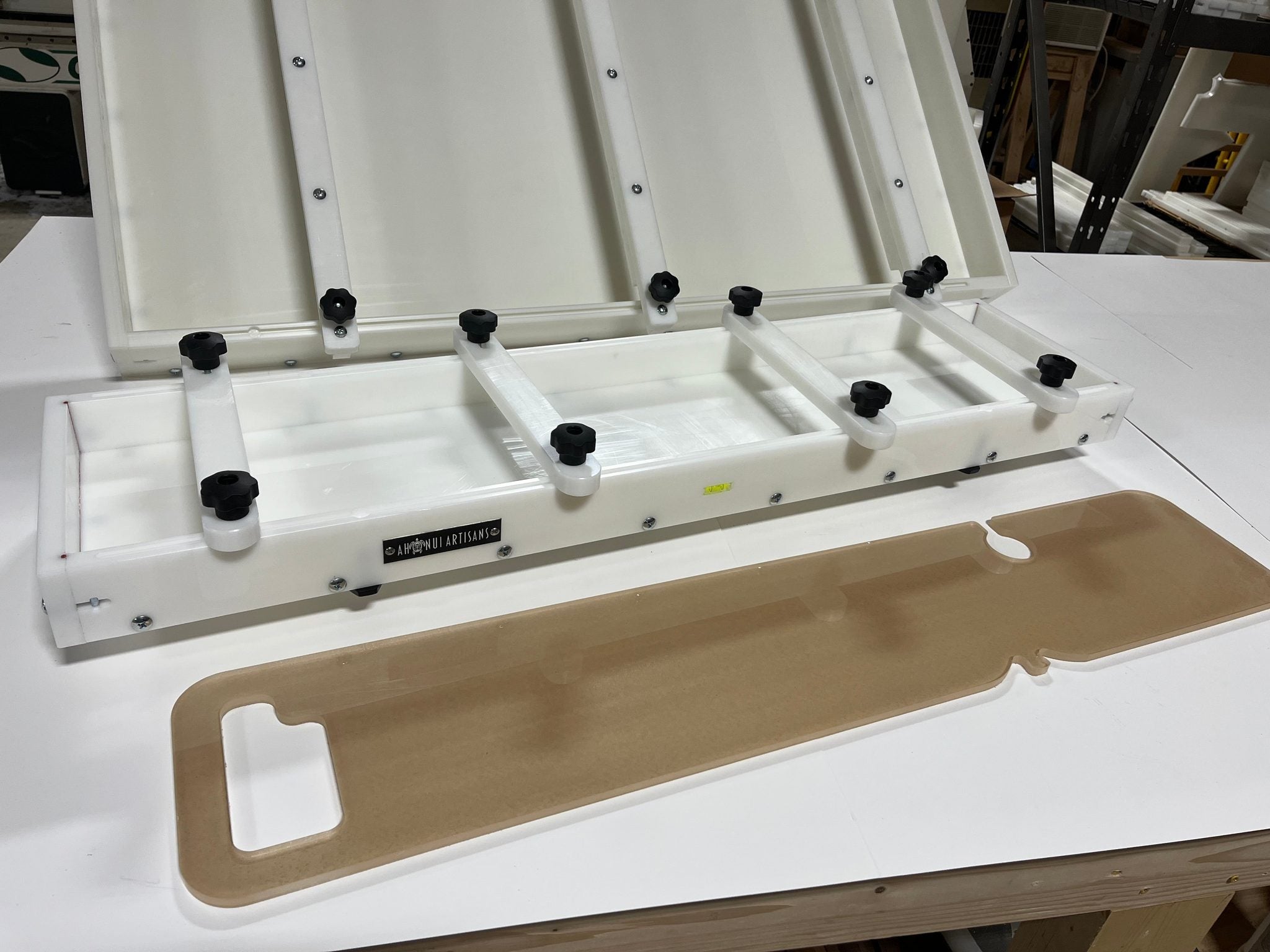 Bath Caddy Long Board Epoxy Resin Form with clamps and leveling feet