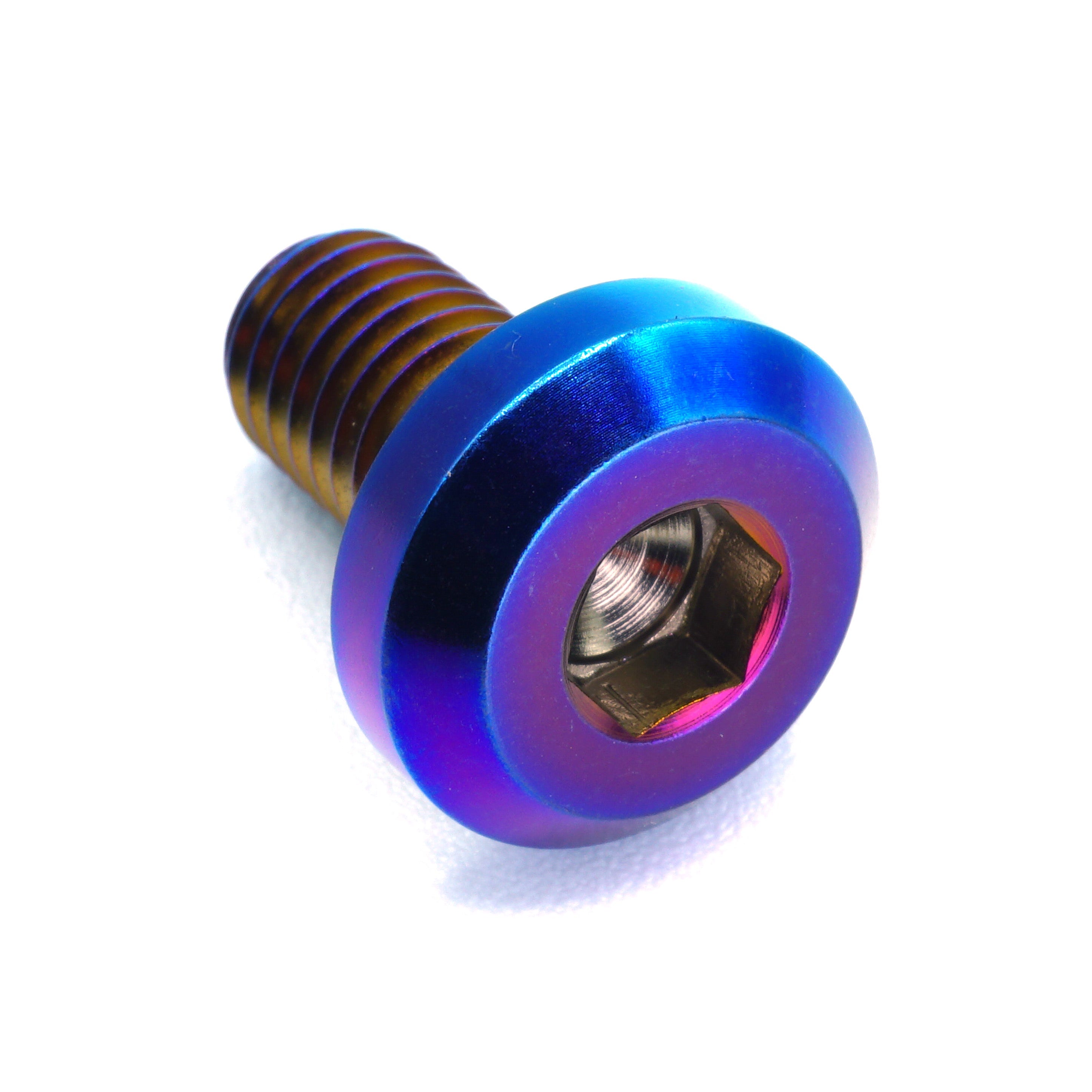 M8 x 1.25 x 15mm titanium motor head bolt in polished finish