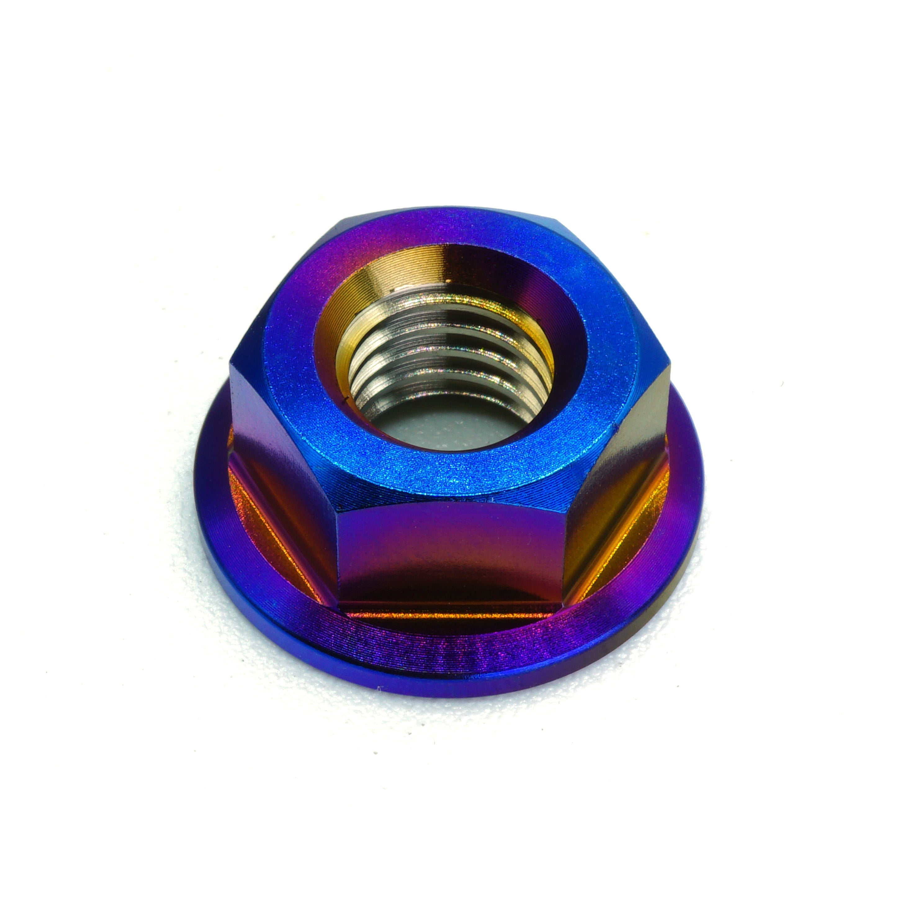 M8 x 1.25 Titanium Nut in various colors including polished and black finishes