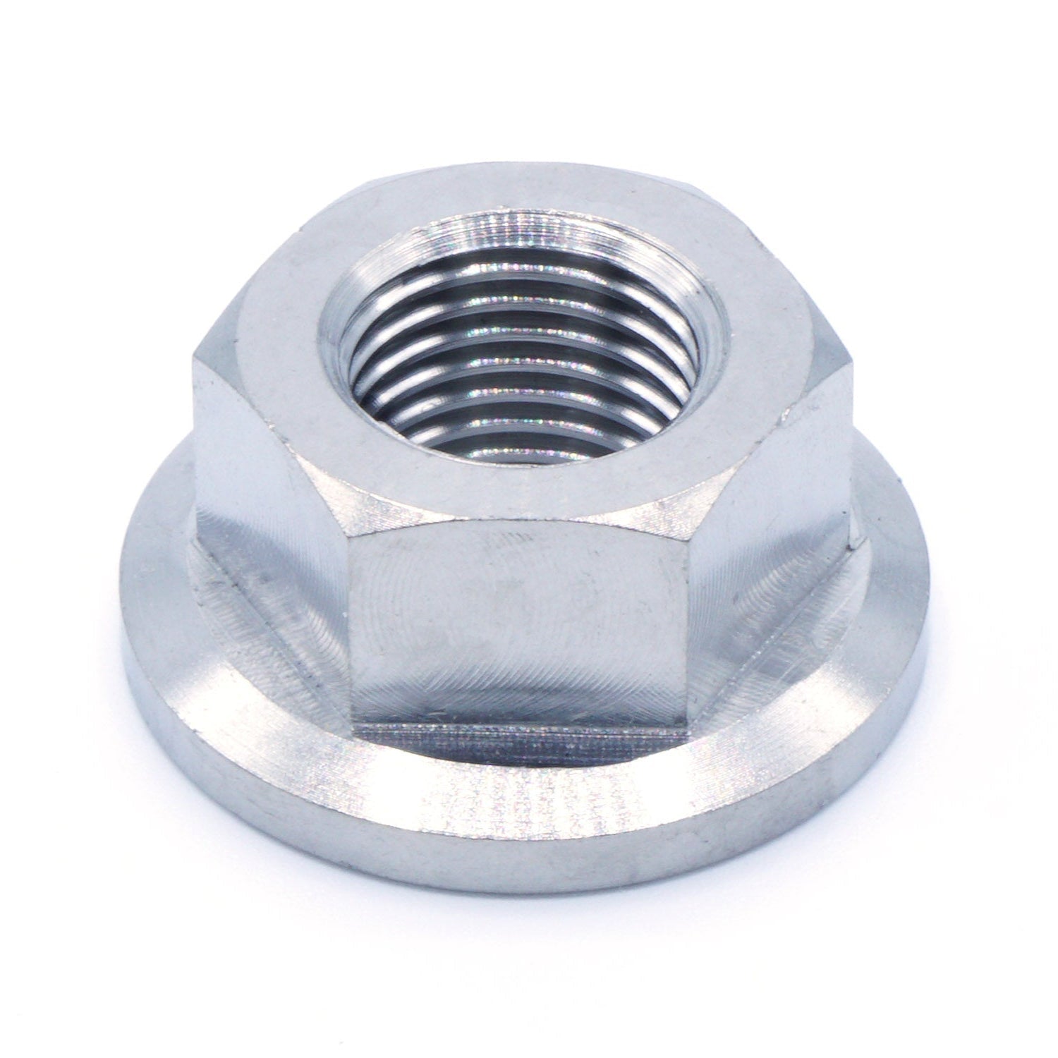 M12 x 1.25 Titanium Nut in various finishes including Polished, Gold, Cosmic Burn, Purple, Blue, and Black