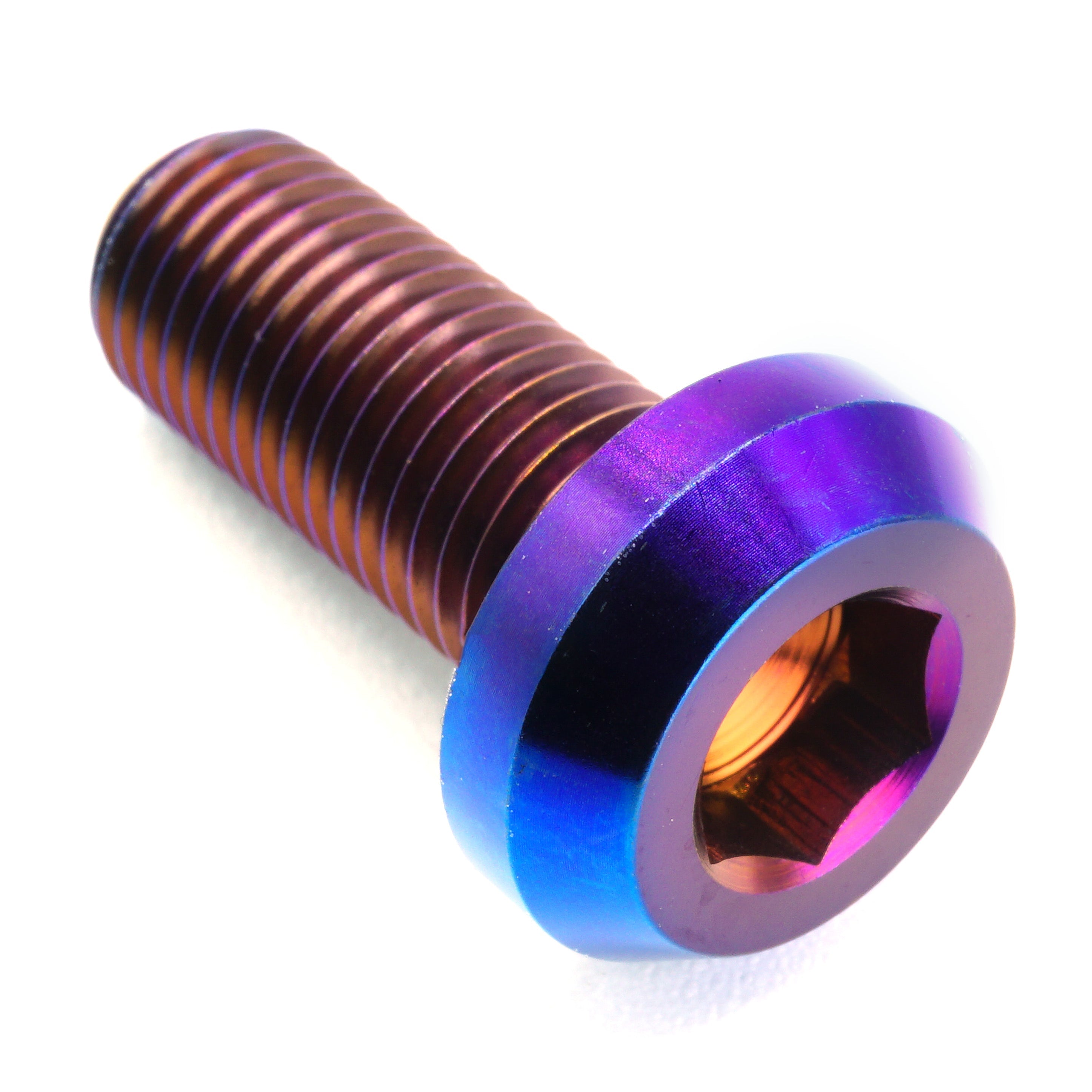 M10 x 1.25 x 25mm Titanium Motor Head Bolt in polished finish