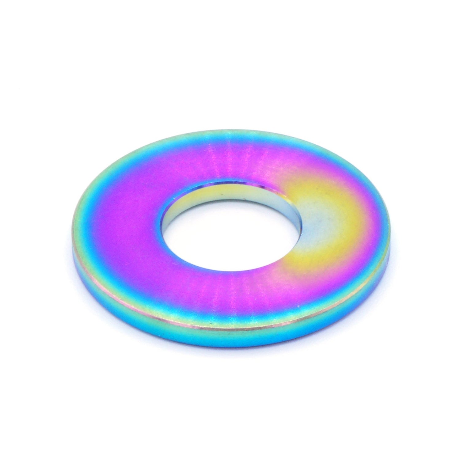 M10 Titanium Washer in various finishes including Polished, Black, Blue, Gold, Purple, and Oil Slick
