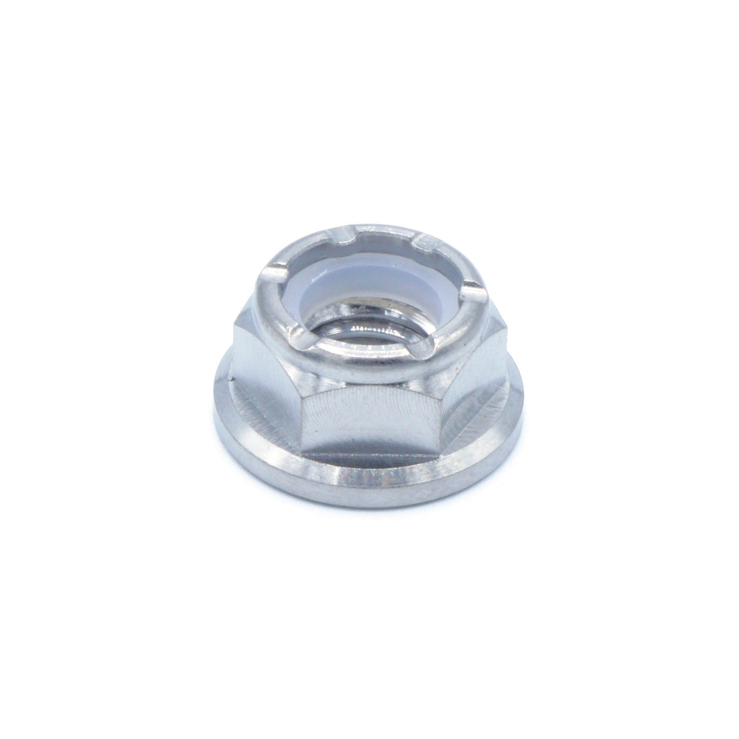 M8 x 1.25 Titanium Nyloc Nut in polished finish
