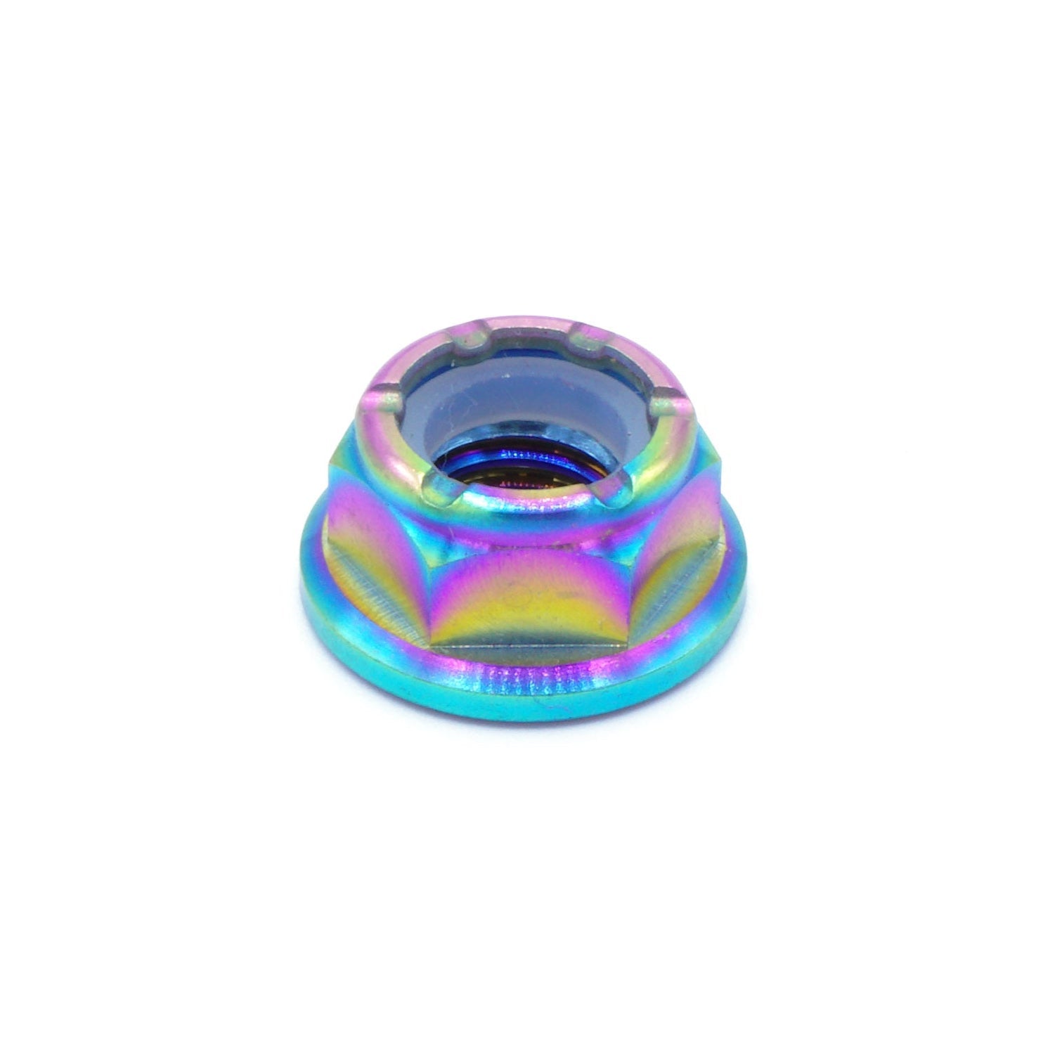 M8 x 1.25 Titanium Nyloc Nut in polished finish