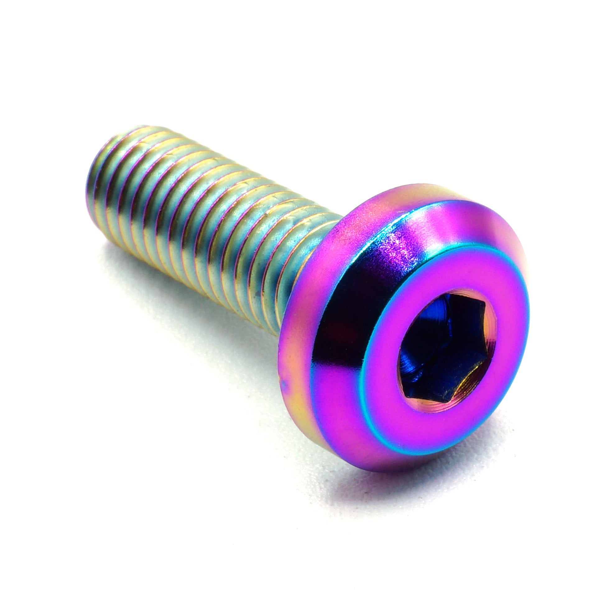 M8 x 1.25 x 25mm titanium motor head bolt in polished finish