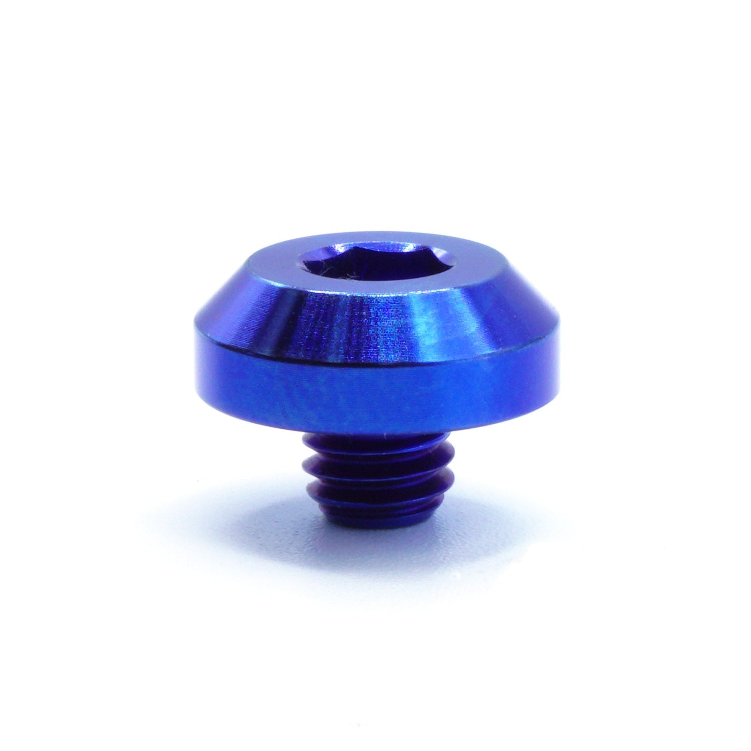 M6 x 1.00 x 5mm Titanium Motor Head Bolt in various finishes including polished, black, blue, gold, purple, and cosmic burn