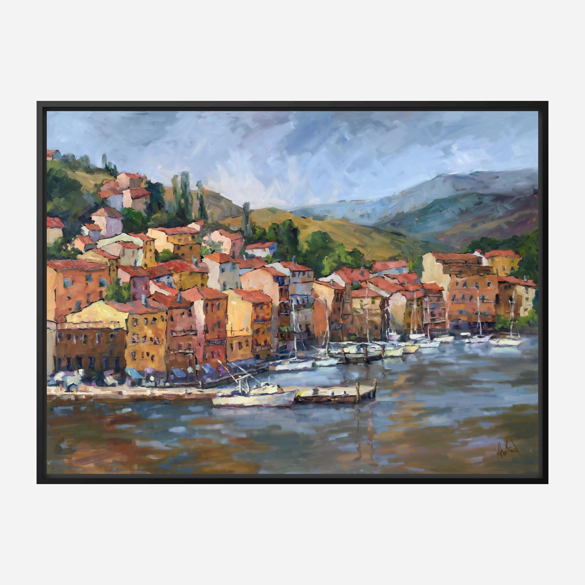Italian Coastal Village Artist Enhanced Canvas Print by John Beard Collection - product image 5 for Resin Society
