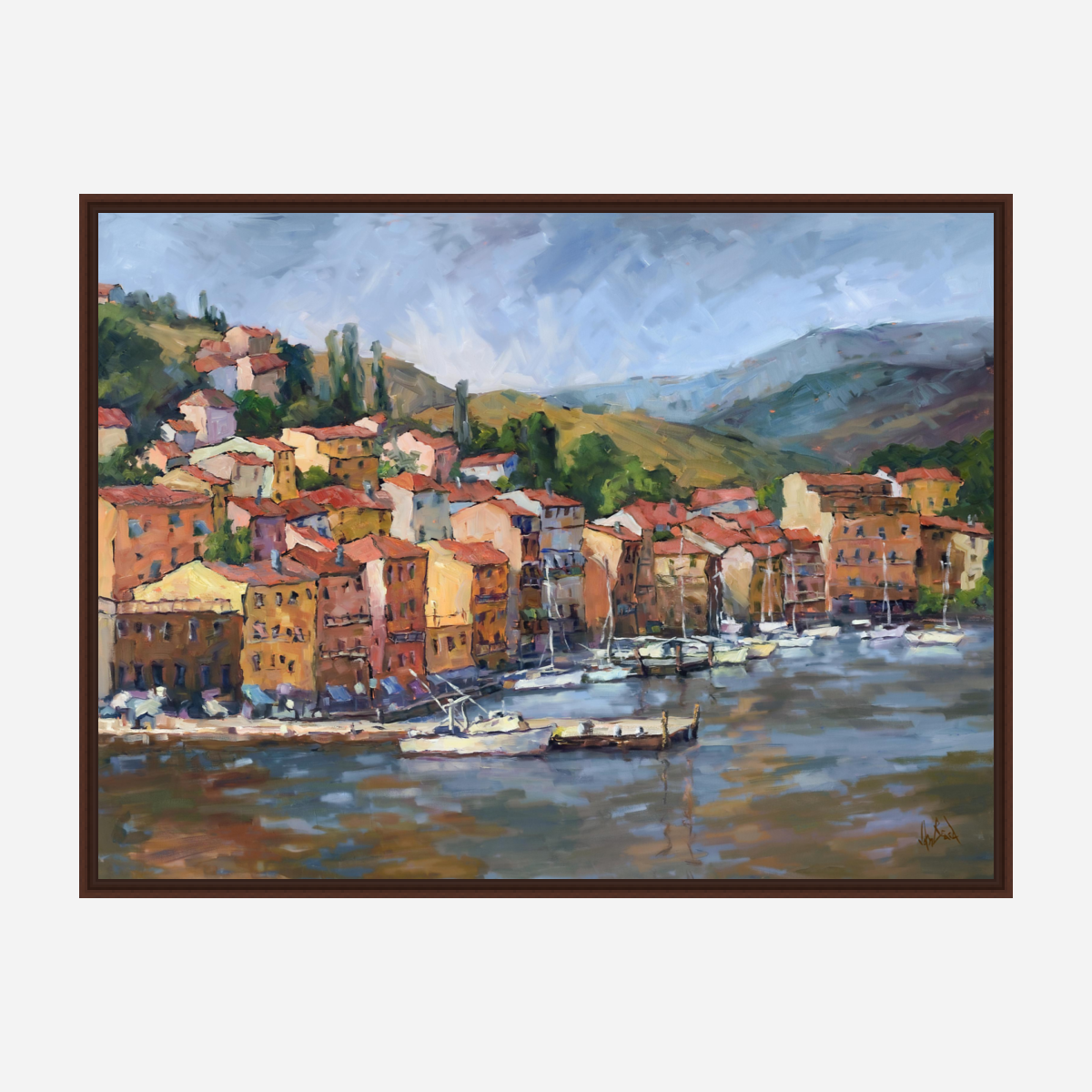 Italian Coastal Village Artist Enhanced Canvas Print by John Beard Collection - product image 6 for Resin Society