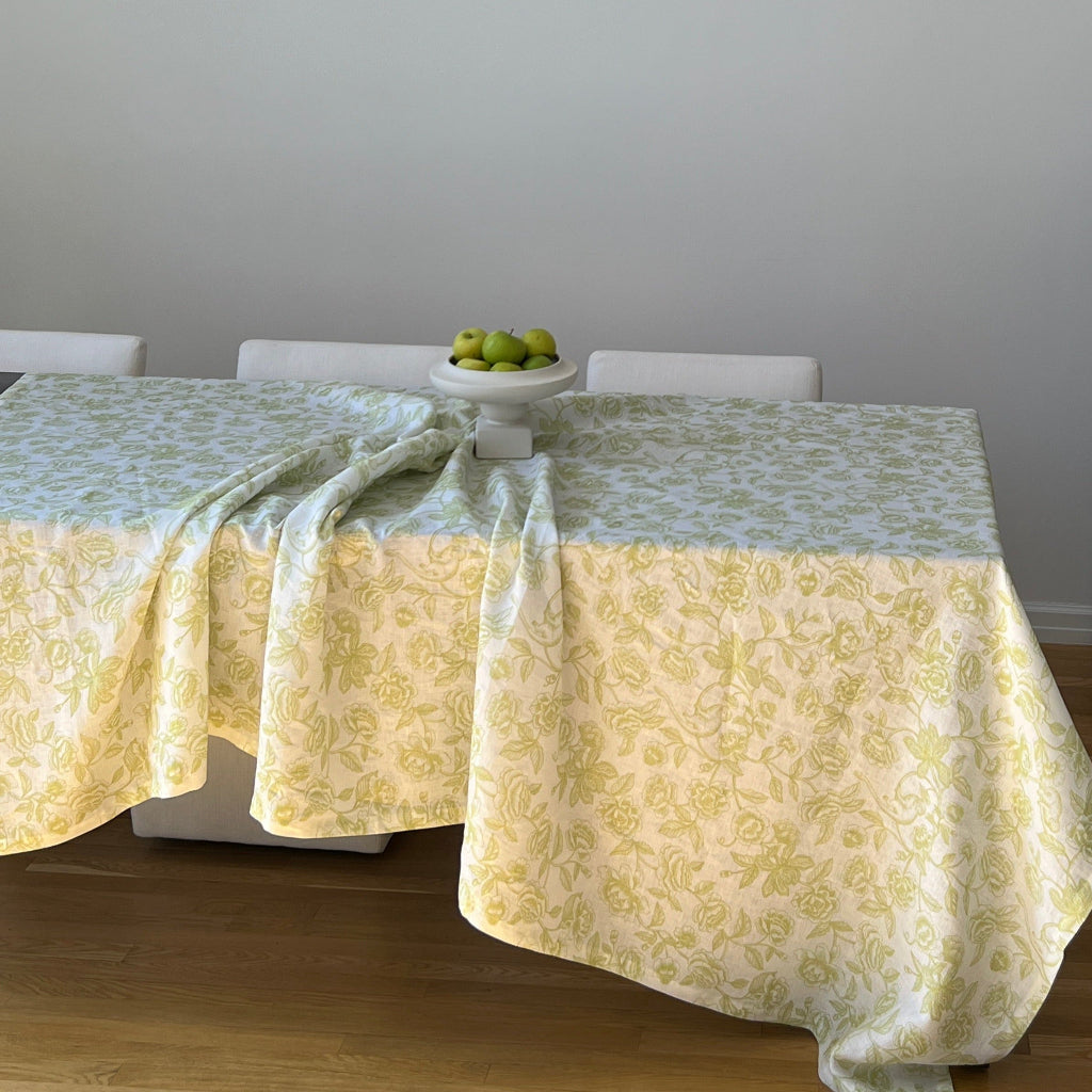 100% Premium Linen - Ivory Flora Parlour Tablecloth by Ro'Table - product image 3 for Resin Society