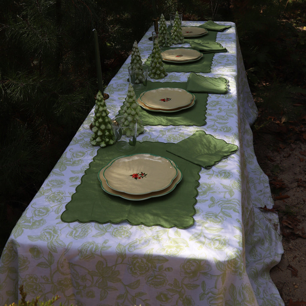 100% Premium Linen - Ivory Flora Parlour Tablecloth by Ro'Table - product image 5 for Resin Society
