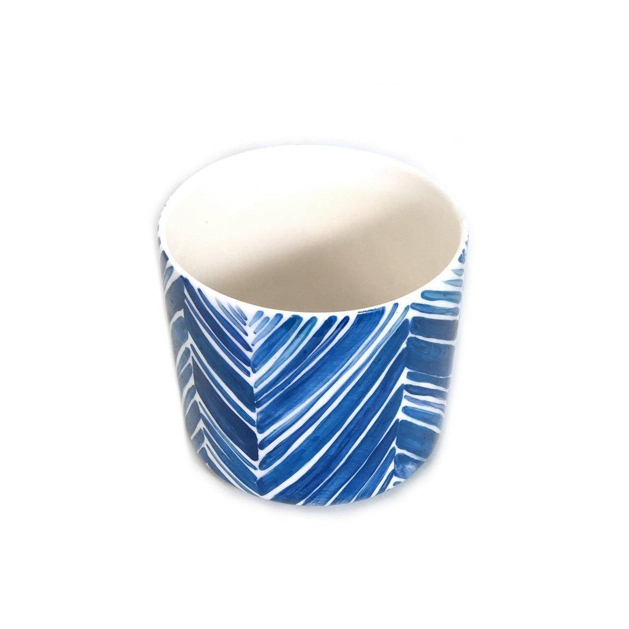 Tall Serving Bowl - Blue Palm Leaves by Mbare Ltd - product image 2 for Resin Society