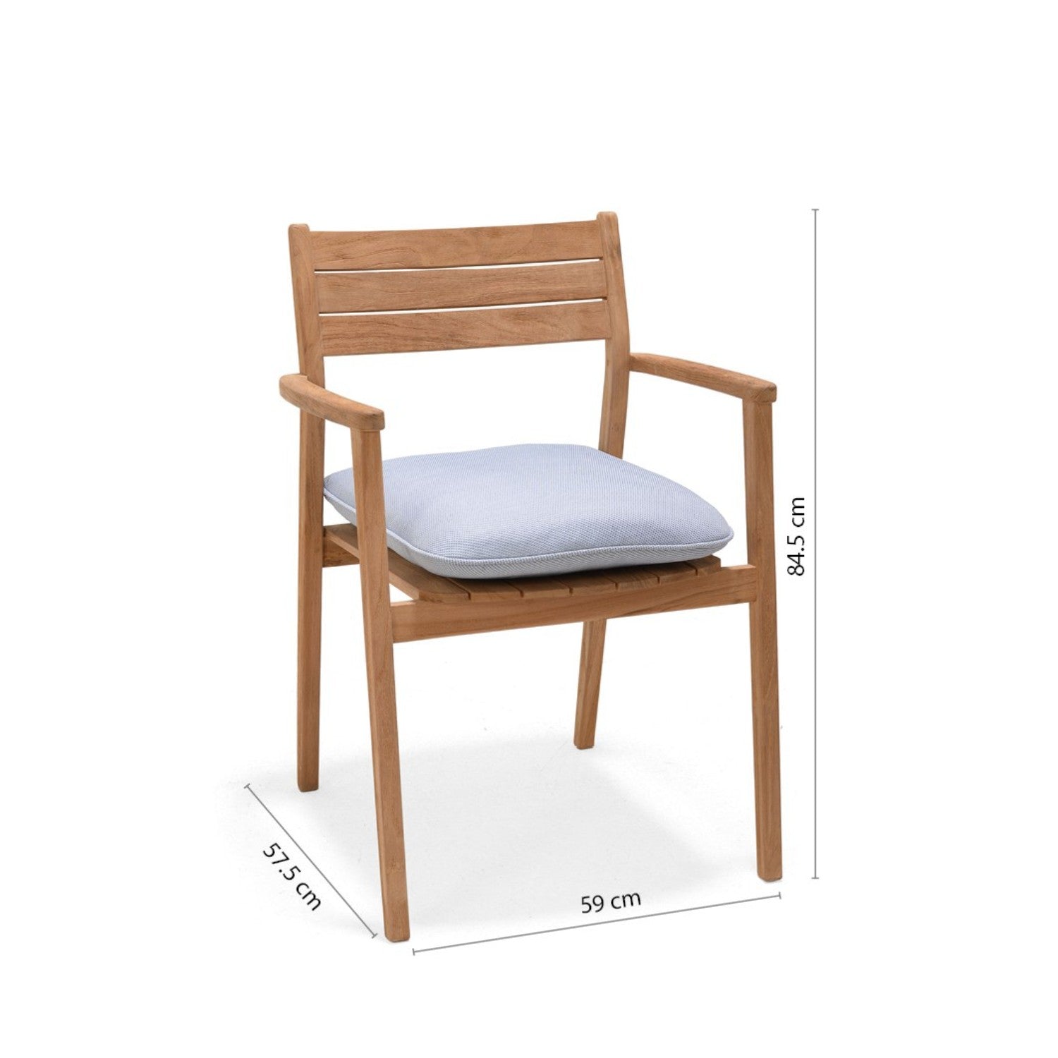 Jade Teak Stacking Armchair - Cushion Copen Blue by LifestyleGarden US - product image 4 for Resin Society