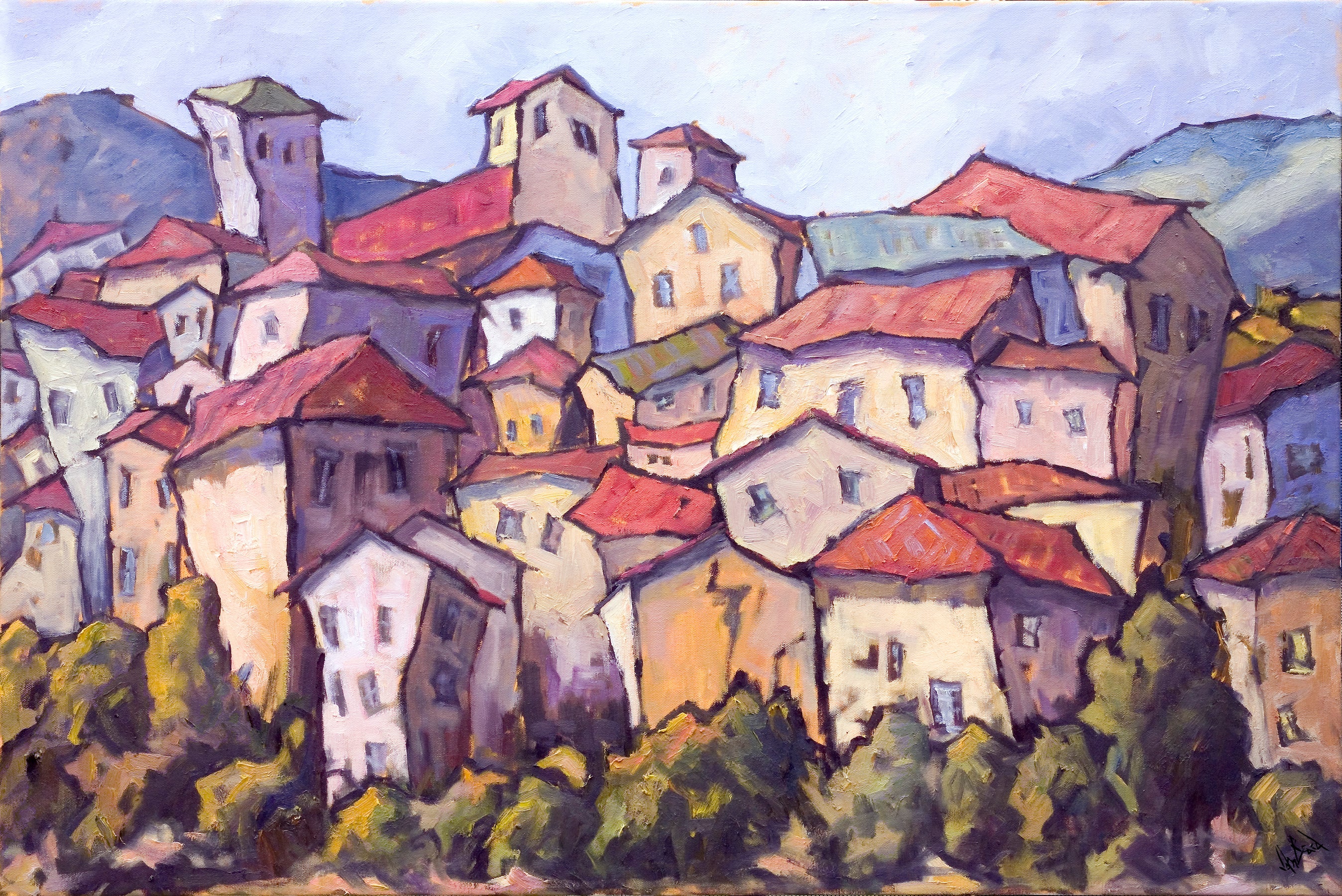 Jewel on the Hillside Artist Enhanced Canvas Print by John Beard Collection - main product image for Resin Society