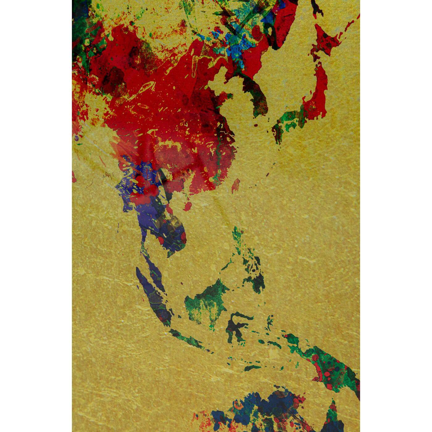 Glass Picture Metallic Colourful Map 150x100cm