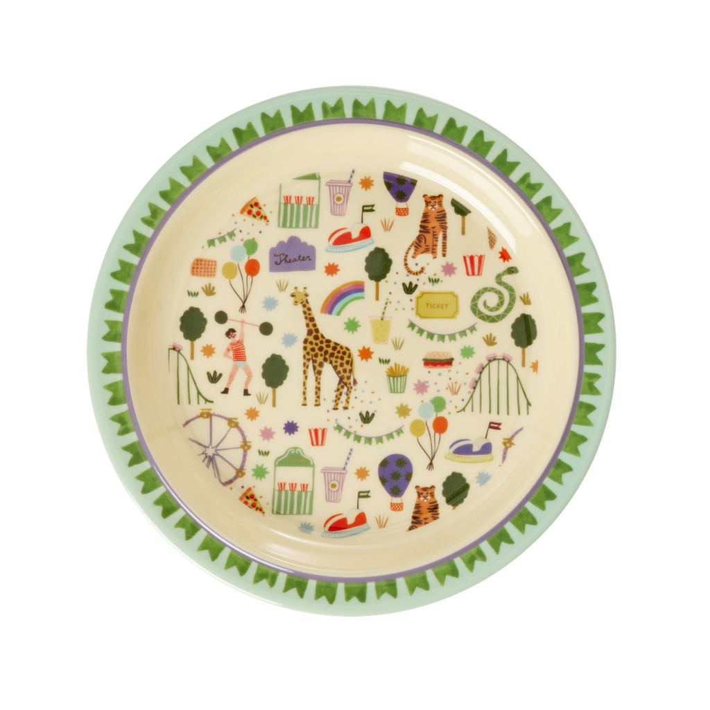 Melamine Kids Plate with Fun Fair Mint Print by Rice By Rice