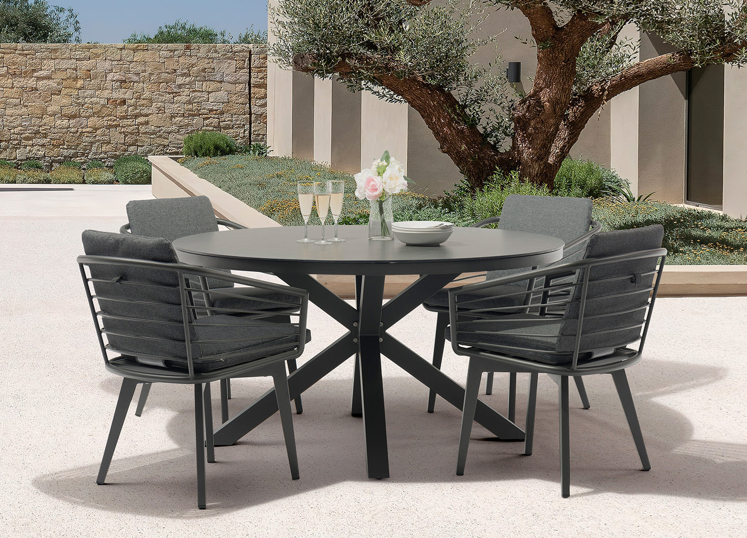 Kassey Round Outdoor Dining Table detail image - Resin Society