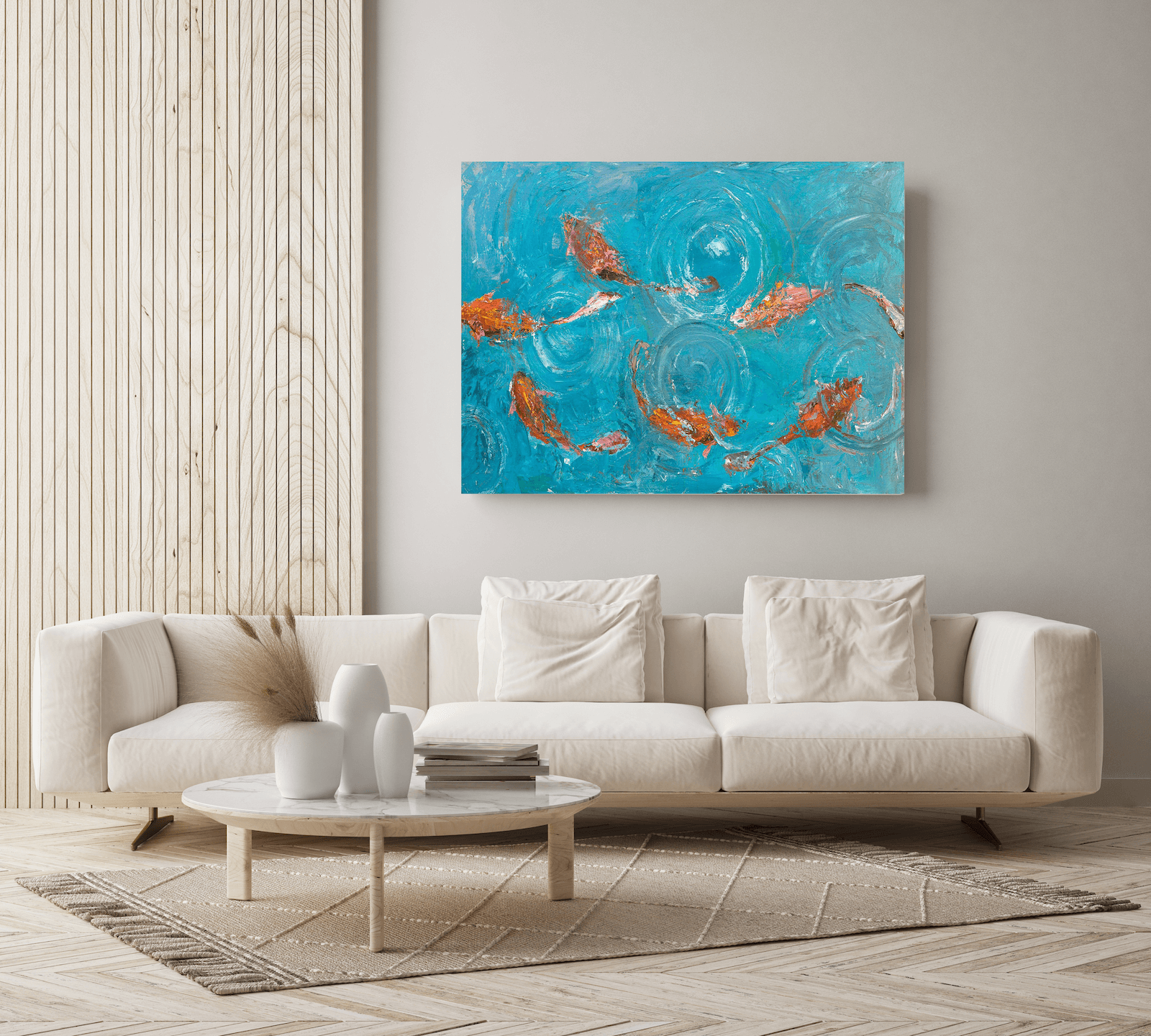 Koi Pond Artist Enhanced Canvas Print by John Beard Collection - product image 2 for Resin Society