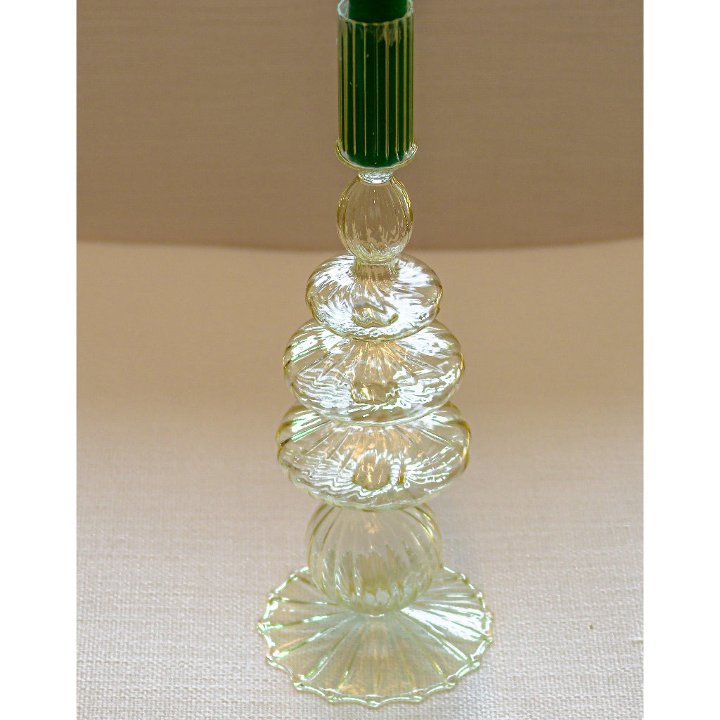 Buttercream Yellow Ribbed Candle Holder - Pair by Ro'Table - product image 6 for Resin Society